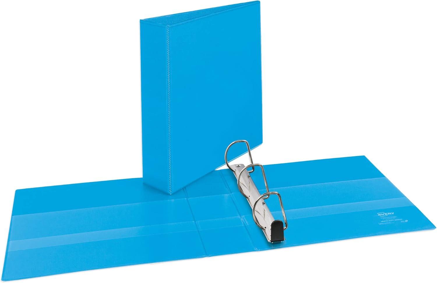 imageAvery HeavyDuty View 3 Ring Binder 2quot One Touch Slant Rings 28 Inch Wide Spine Customizable Clear Cover Ideal for School Office and Home Organization 1 Light Blue Binder 055012 Pack of 12
