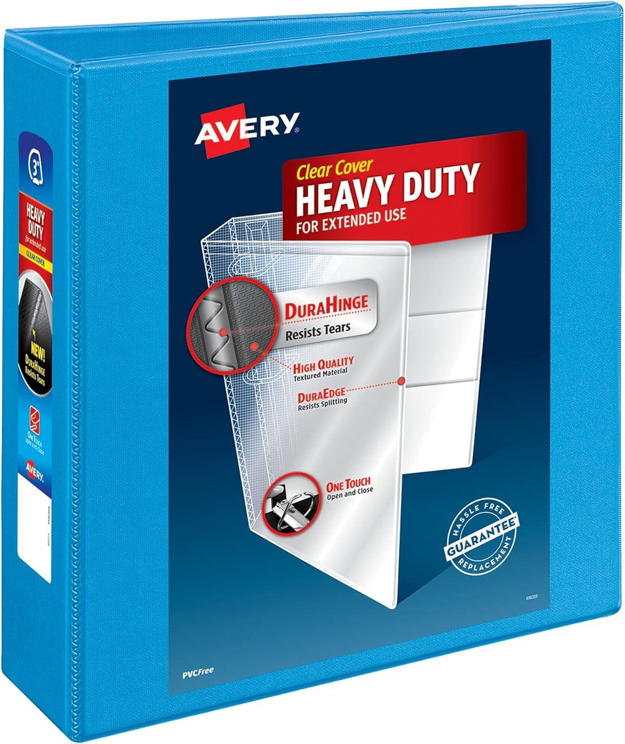imageAvery HeavyDuty View 3 Ring Binder 4quot One Touch Slant Rings 760Sheet Capacity 45 Inch Wide Spine Great for Home School Supplies Office or Organization Needs 1 White Binder 797043