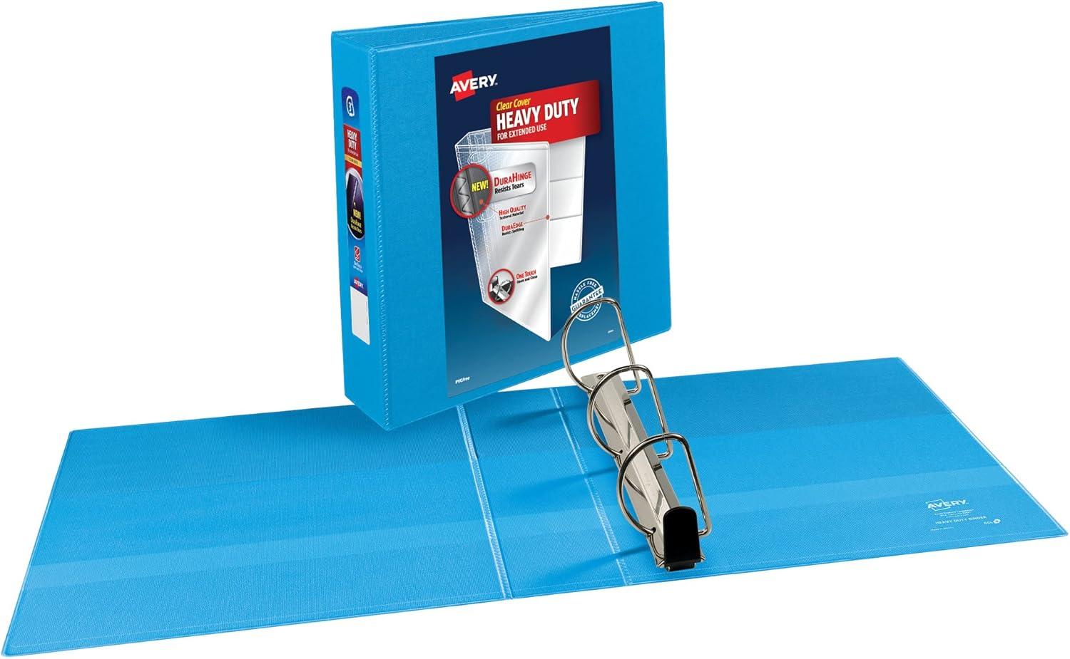 imageAvery HeavyDuty View 3 Ring Binder 4quot One Touch Slant Rings 760Sheet Capacity 45 Inch Wide Spine Great for Home School Supplies Office or Organization Needs 1 White Binder 797043