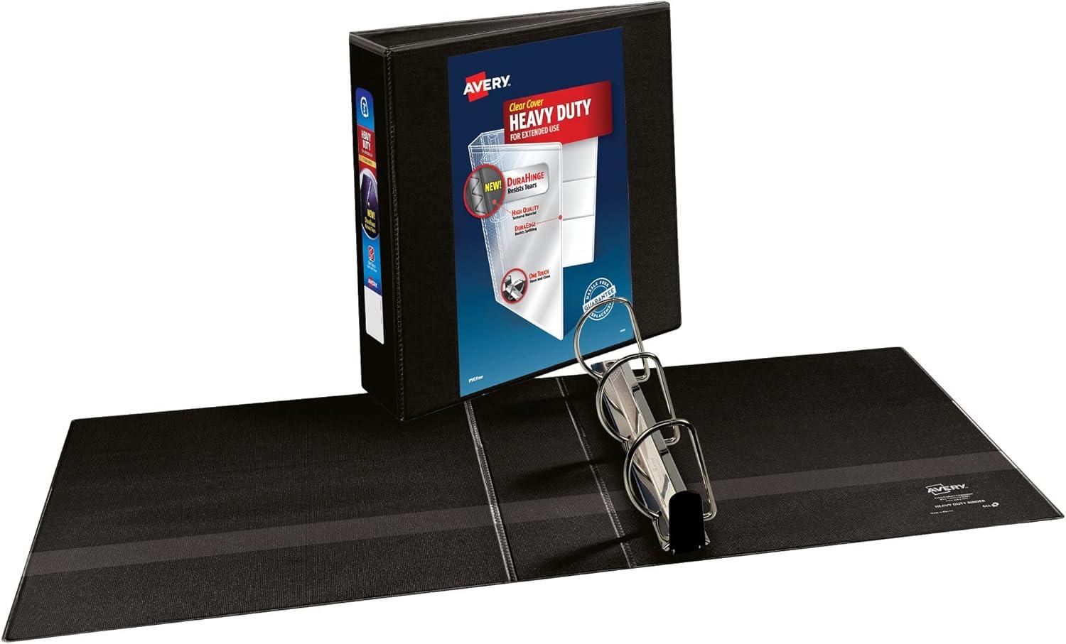 imageAvery HeavyDuty View 3 Ring Binder 4quot One Touch Slant Rings 760Sheet Capacity 45 Inch Wide Spine Great for Home School Supplies Office or Organization Needs 1 White Binder 797043