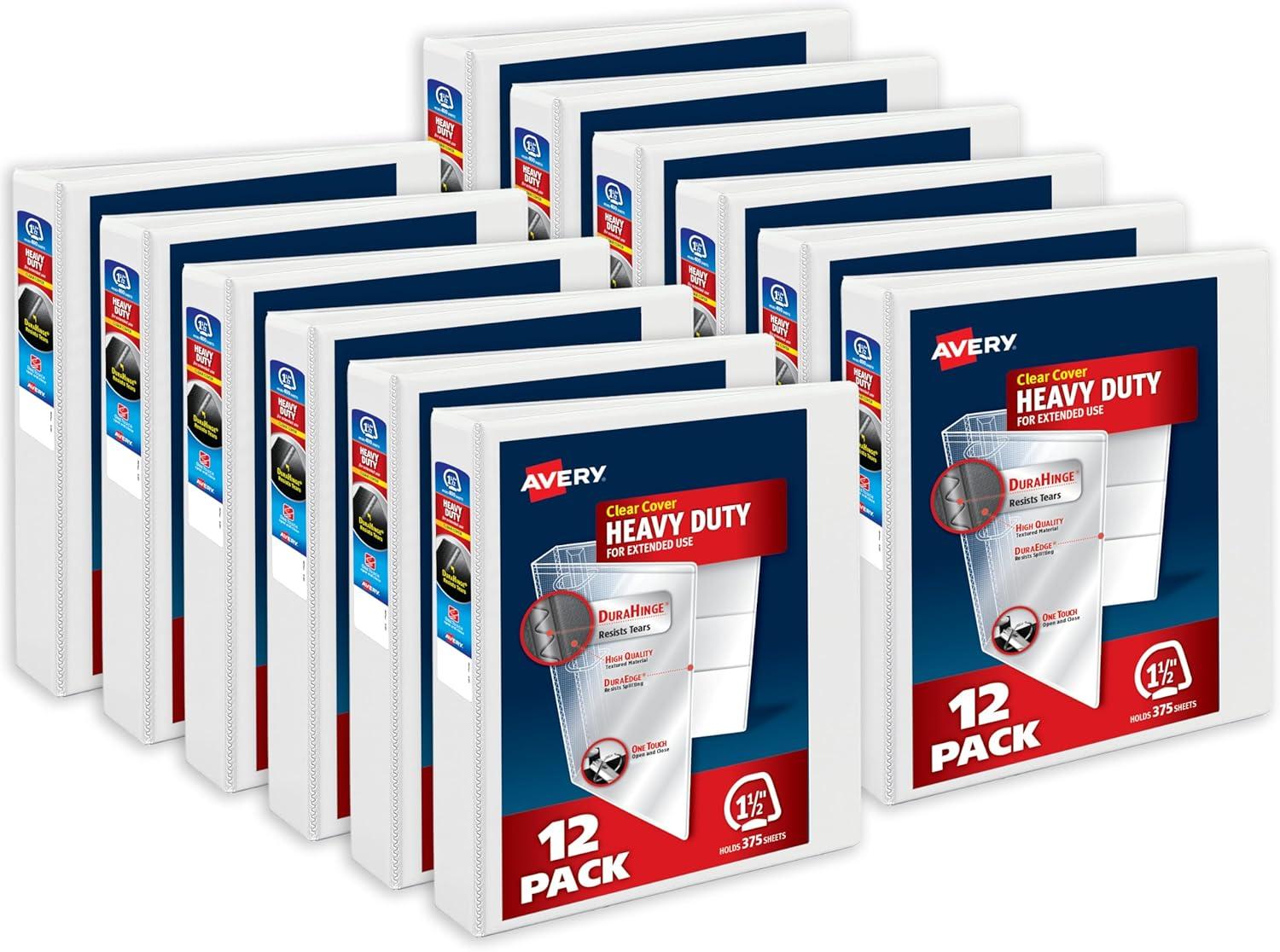 imageAvery HeavyDuty View 3 Ring Binder 4quot One Touch Slant Rings 760Sheet Capacity 45 Inch Wide Spine Great for Home School Supplies Office or Organization Needs 1 White Binder 7970415