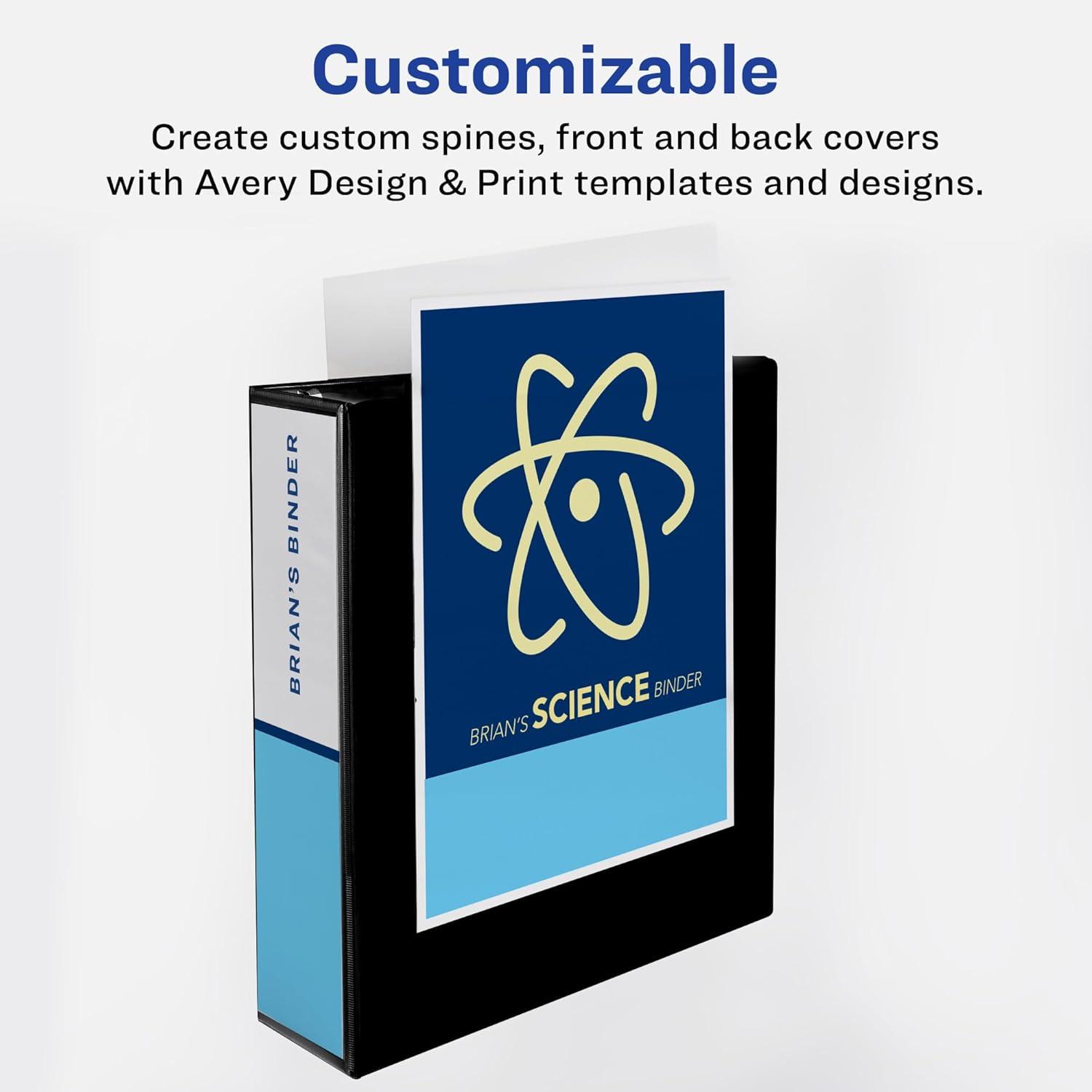 imageAvery HeavyDuty View 3 Ring Binder 4quot One Touch Slant Rings 760Sheet Capacity 45 Inch Wide Spine Great for Home School Supplies Office or Organization Needs 1 White Binder 797044