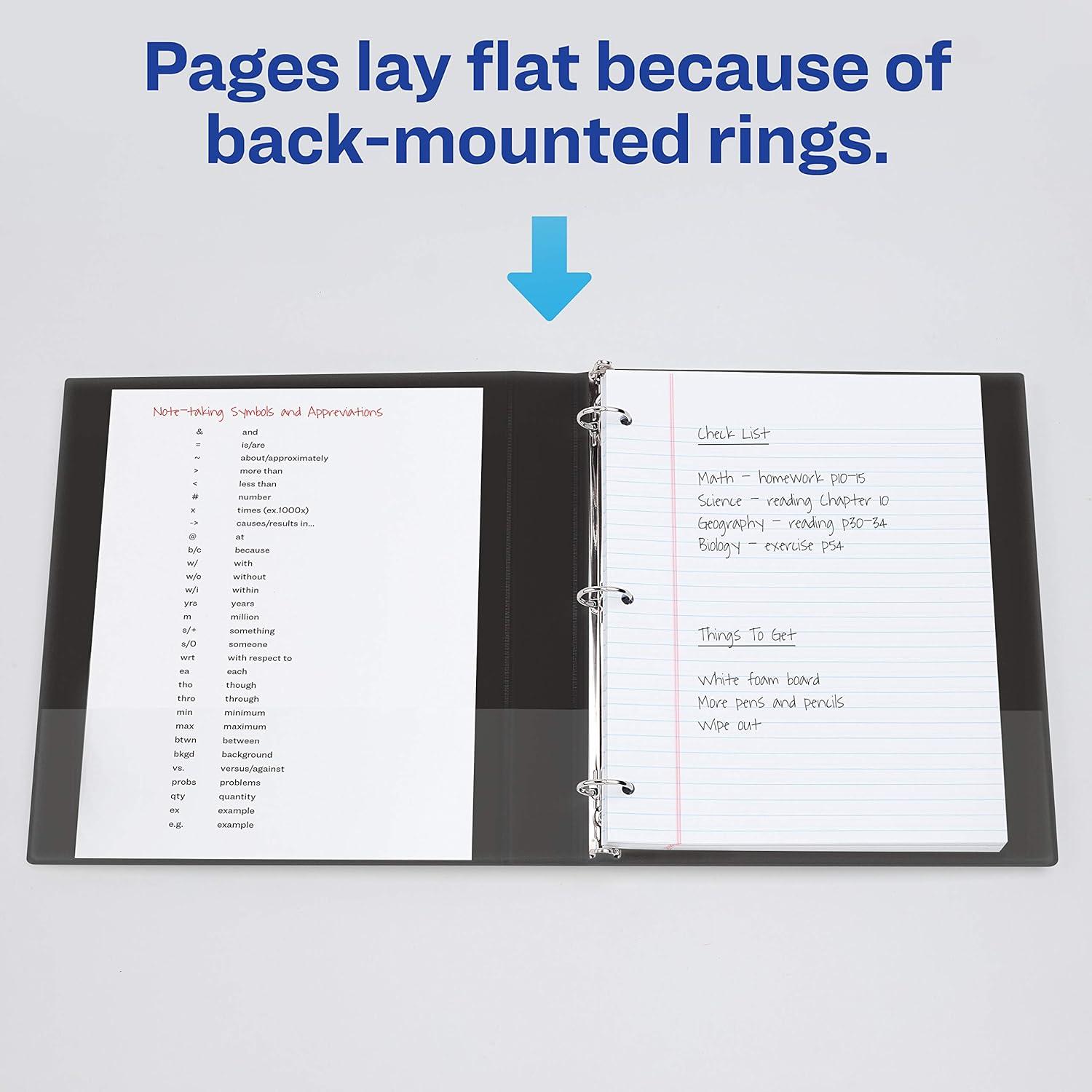 imageAvery LegalSize Durable 3 Ring Binders 1quot Round Rings Holds 85quot x 14quot Paper Black 2 Pack 177091 Pack
