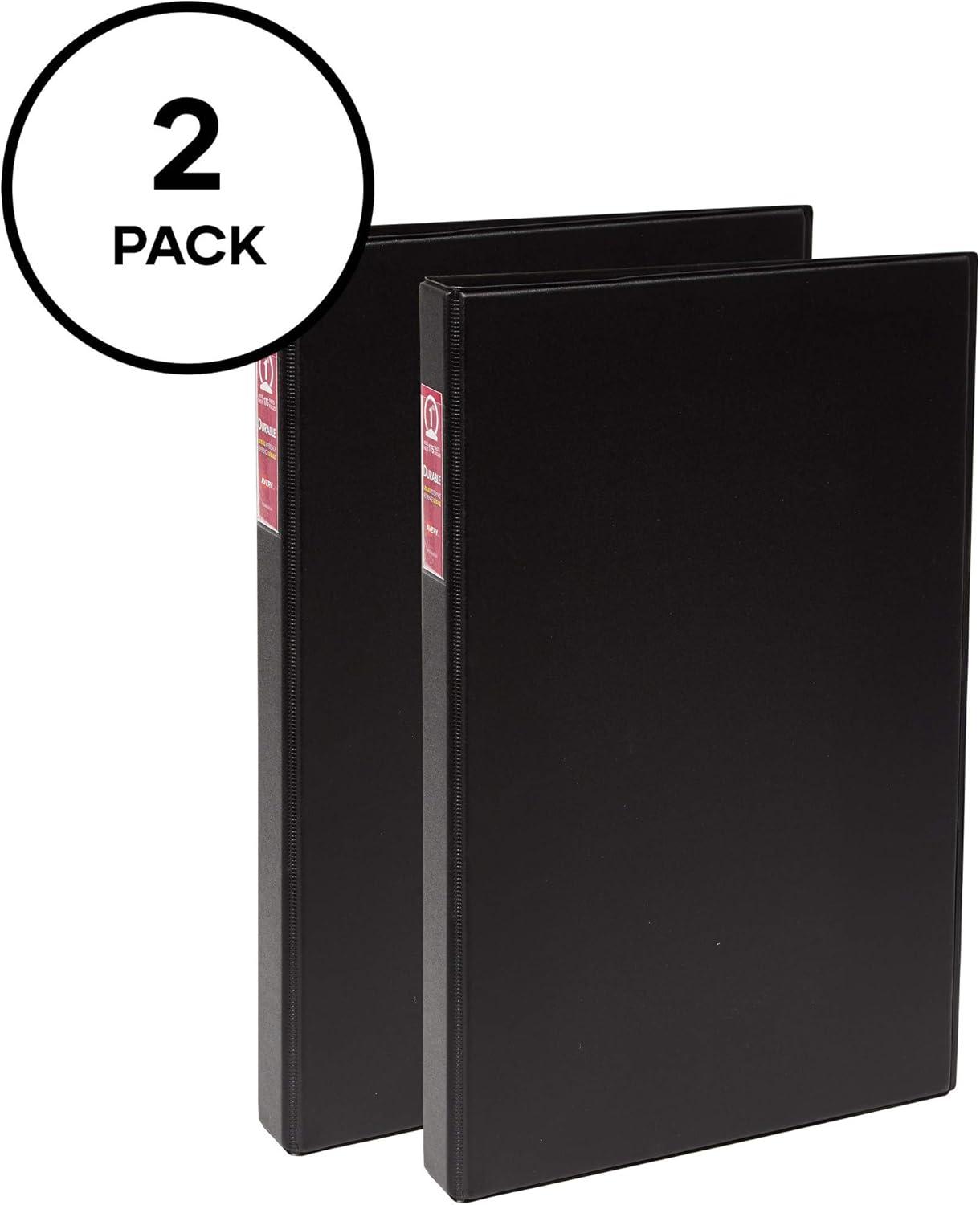 imageAvery LegalSize Durable 3 Ring Binders 1quot Round Rings Holds 85quot x 14quot Paper Black 2 Pack 177092 Pack