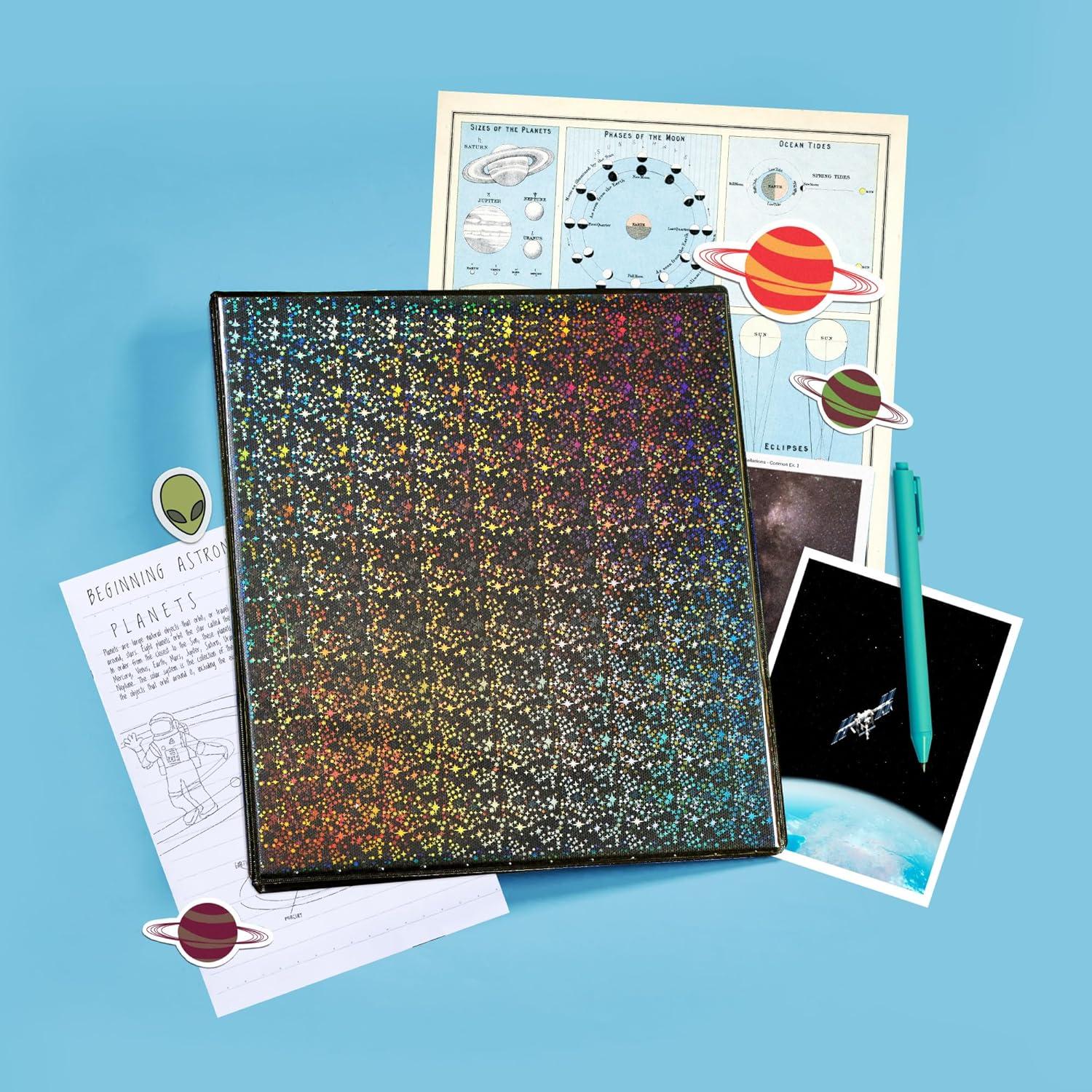 imageAvery Luxe Collection Durable Holographic 3 Ring Binder Customizable View Cover 1 Inch Round Rings 1 Holographic Violet Binder 03226Black