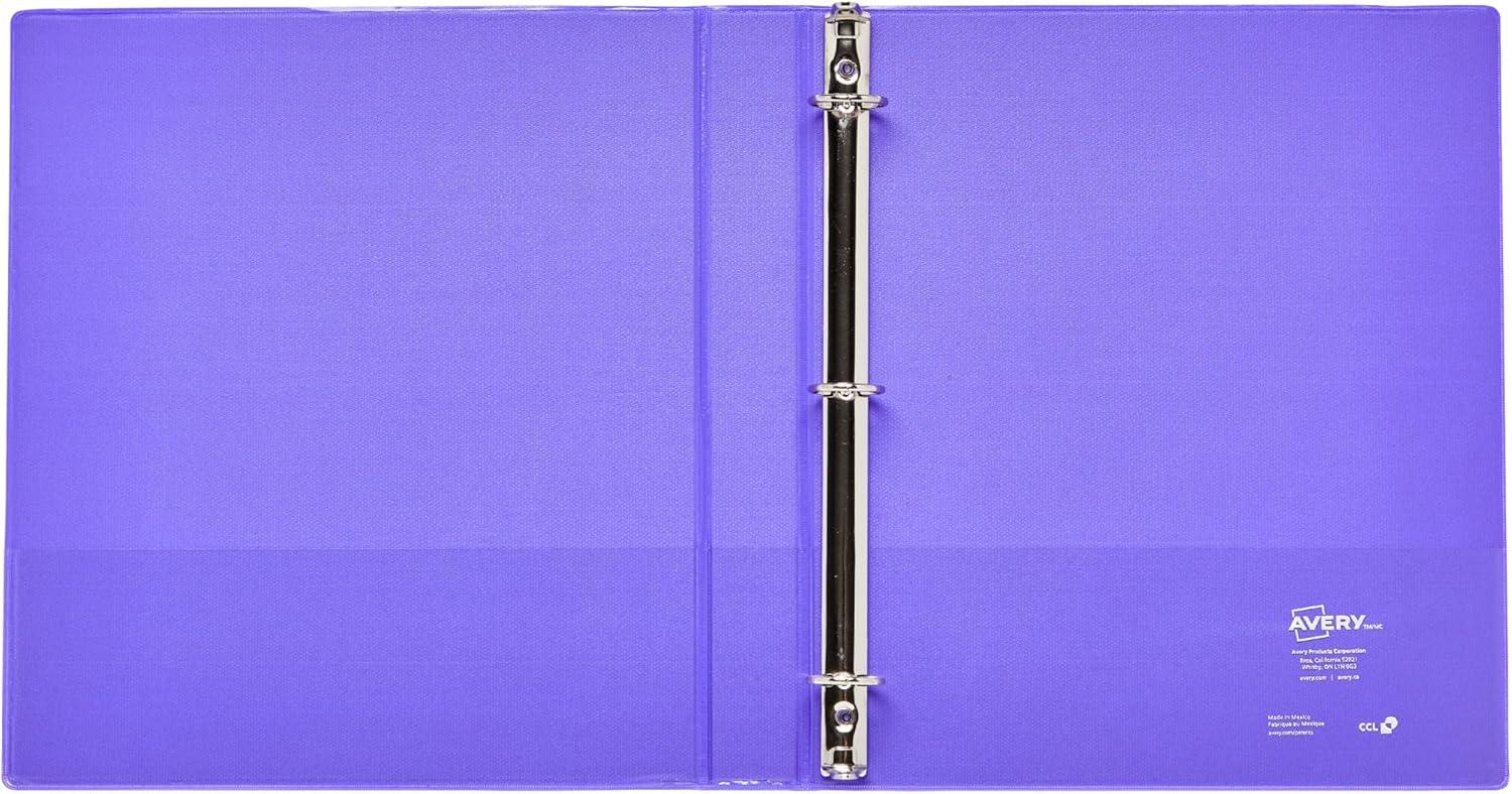imageAvery Luxe Collection Durable Holographic 3 Ring Binder Customizable View Cover 1 Inch Round Rings 1 Holographic Violet Binder 03226Violet