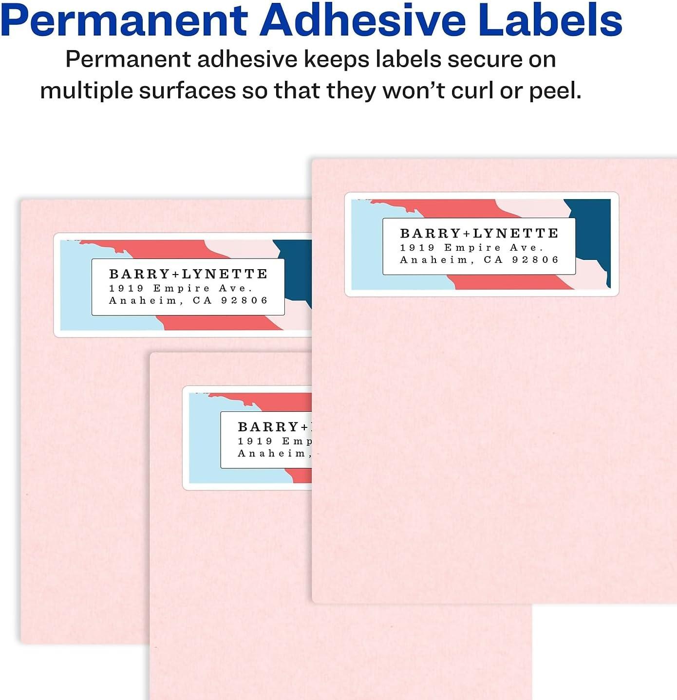 imageAvery Mailing Address Labels Laser Printers 9200 Labels 12 x 134 Permanent Adhesive 5167