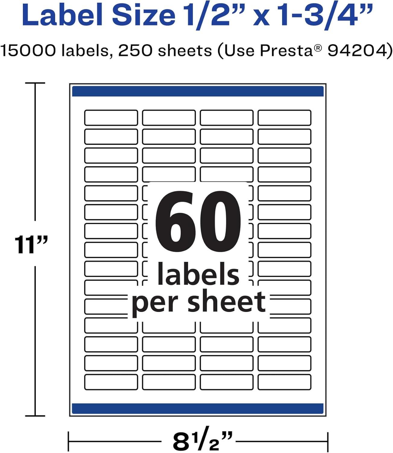 imageAvery Matte White Rectangle Labels Sure Feed Technology 05quot x 175quot 1500 Matte White Printable Labels15 000 Labels