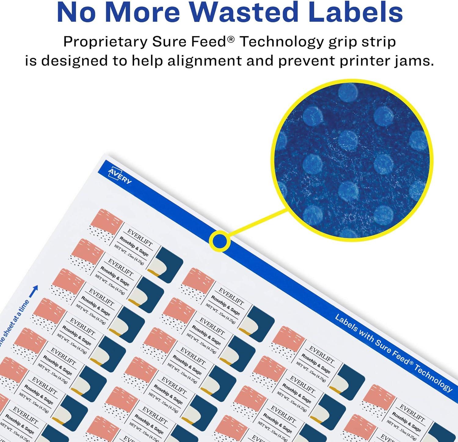 imageAvery Matte White Rectangle Labels Sure Feed Technology 05quot x 175quot 1500 Matte White Printable Labels6 000 Labels