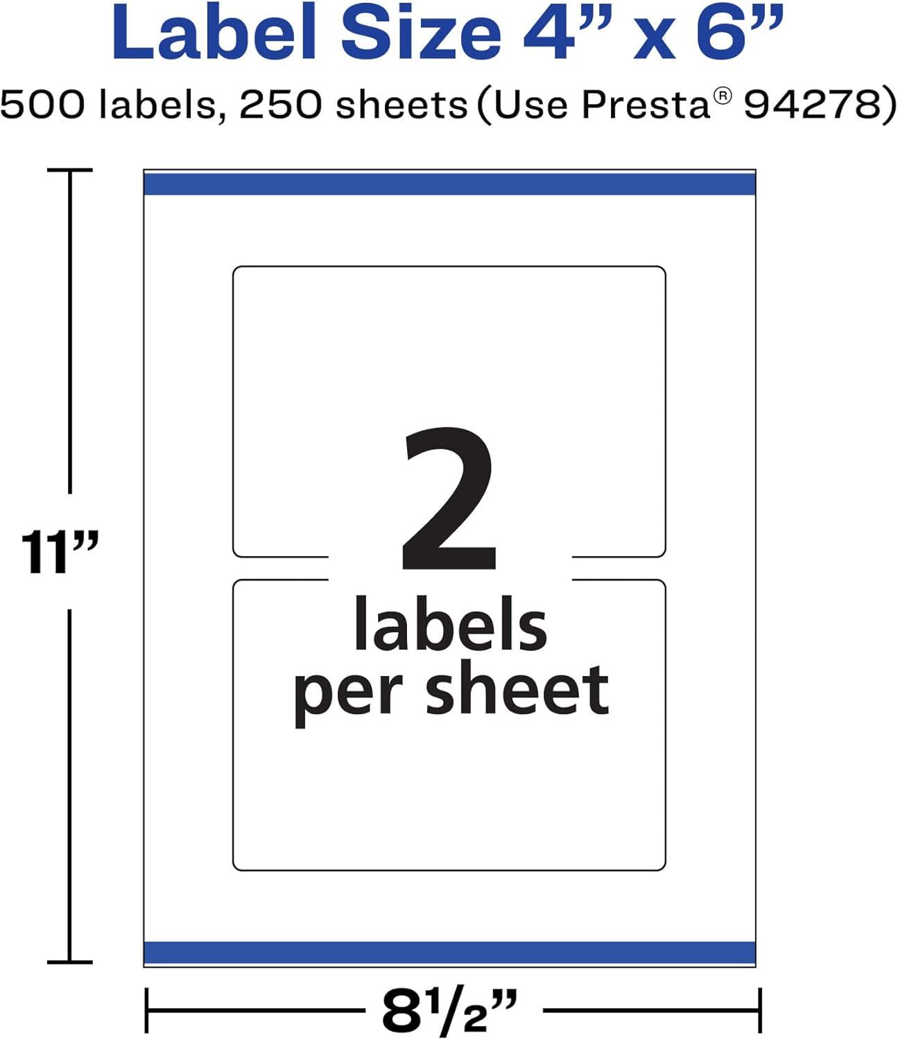 imageAvery Matte White Rectangle Labels Sure Feed Technology 4quot x 6quot 50 White Labels PrinttoTheEdge Permanent Adhesive LaserInkjet Printable500 labels