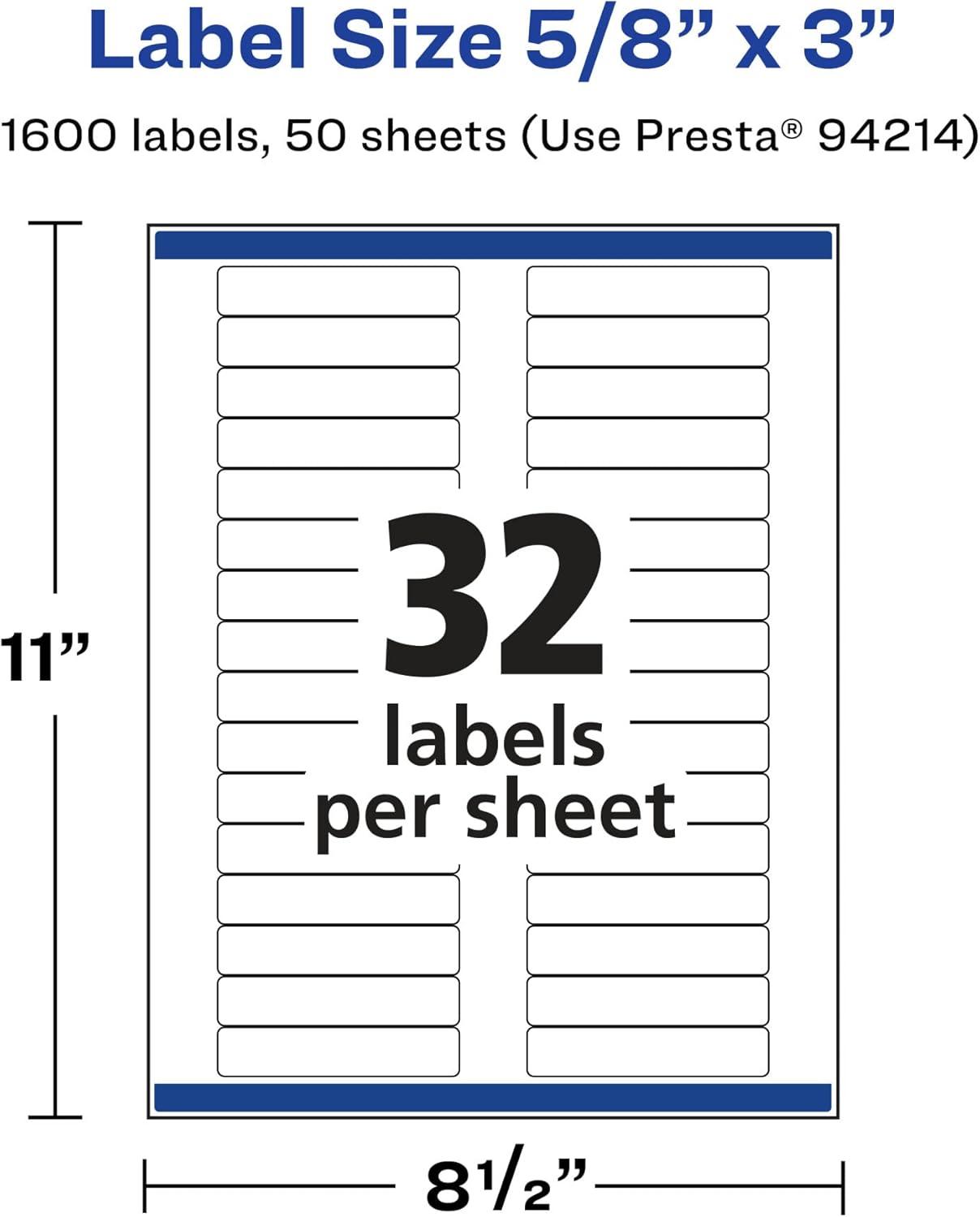 imageAvery Matte White Rectangle Labels Sure Feed Technology 58quot x 3quot 800 Matte White Printable Labels1 600 Labels