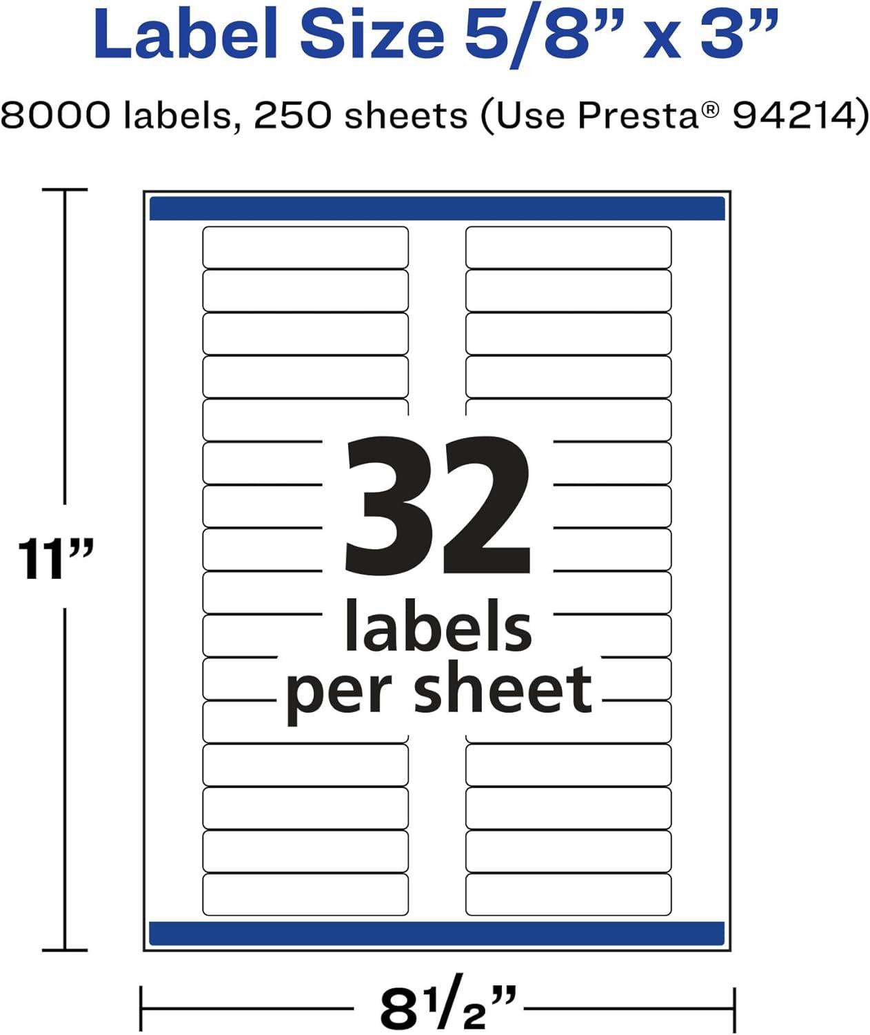 imageAvery Matte White Rectangle Labels Sure Feed Technology 58quot x 3quot 800 Matte White Printable Labels8 000 Labels