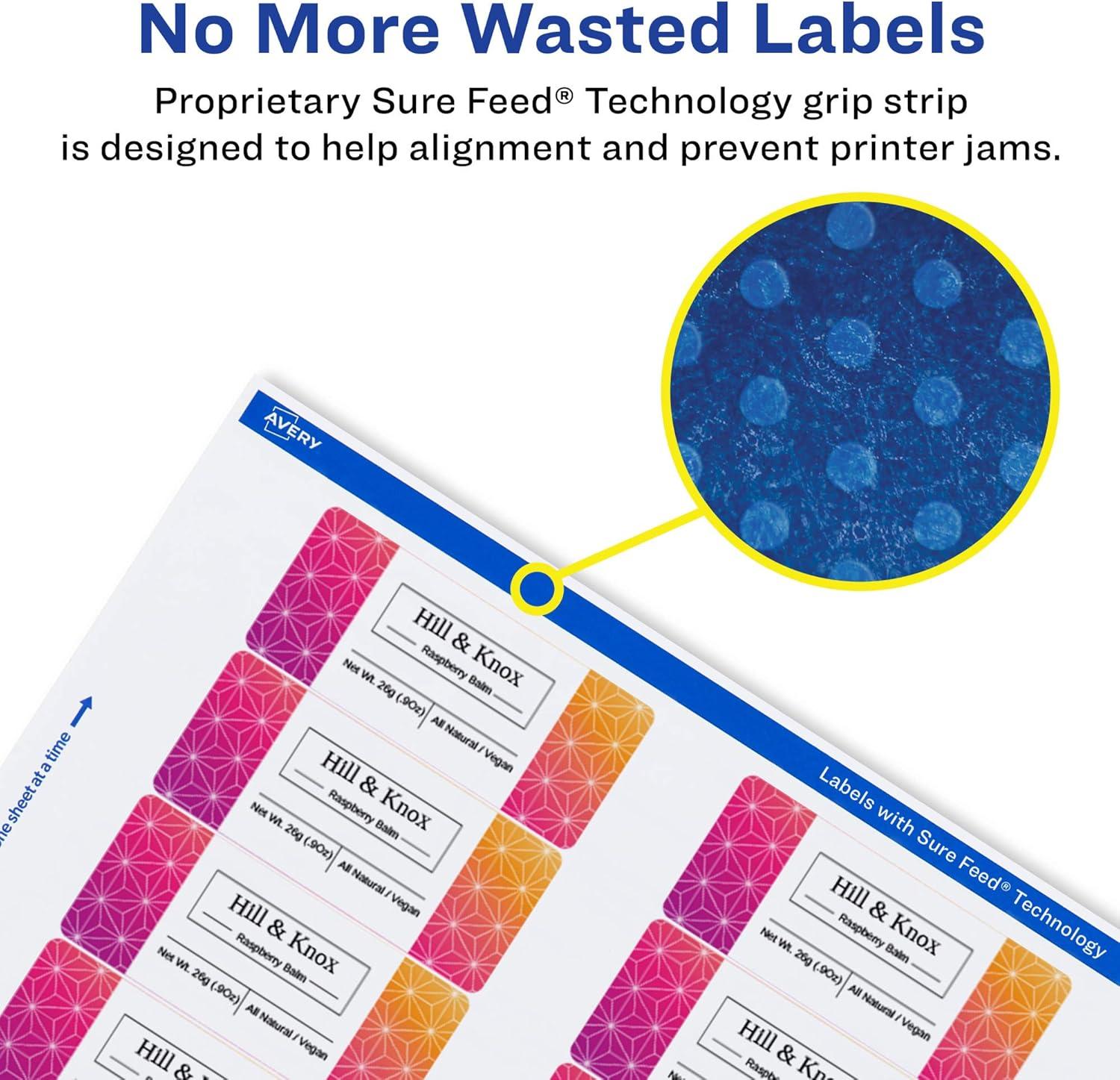 imageAvery Matte White Rectangle Labels Sure Feed Technology 58quot x 3quot 800 Matte White Printable Labels800 Labels
