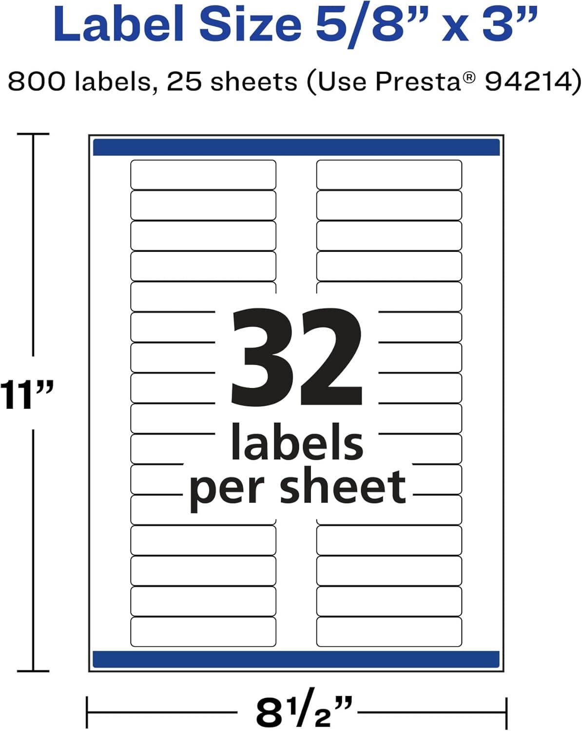 imageAvery Matte White Rectangle Labels Sure Feed Technology 58quot x 3quot 800 Matte White Printable Labels800 Labels