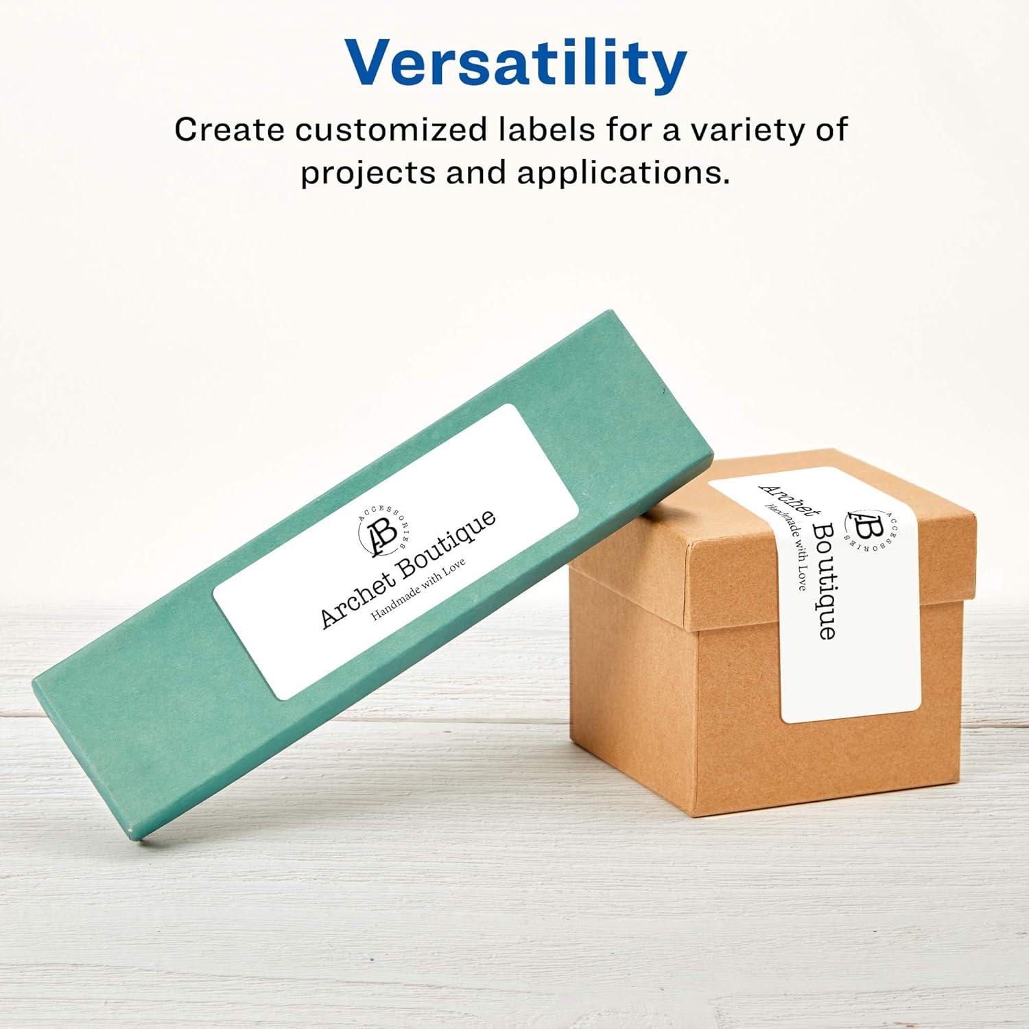 imageAvery Matte White Rectangle Labels Sure Feed Technology 58quot x 3quot 800 Matte White Printable Labels800 Labels