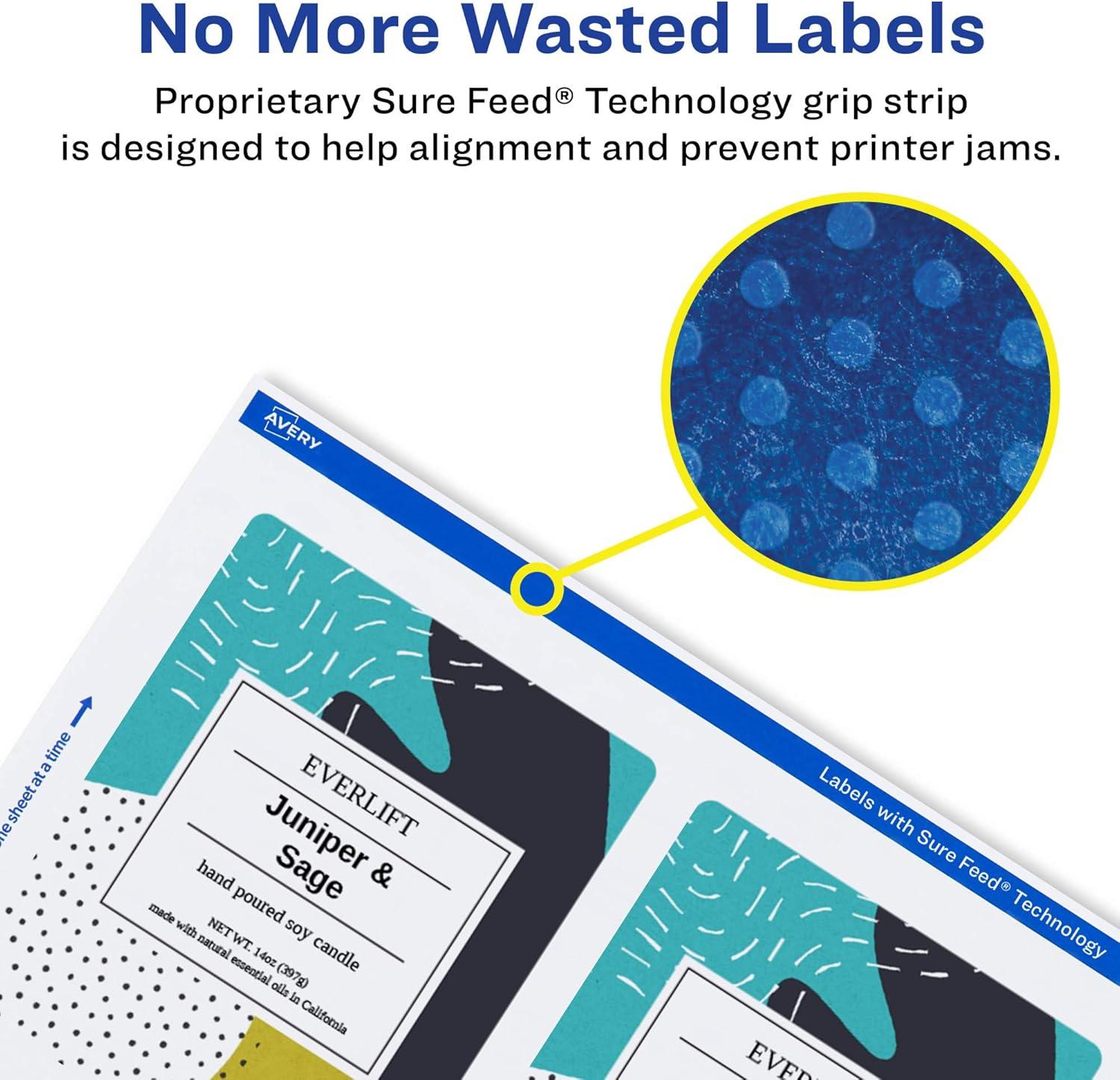 imageAvery Matte White Rectangle Labels Sure Feed Technology 5quot x 35quot 100 Matte White Printable Labels1 000 Labels