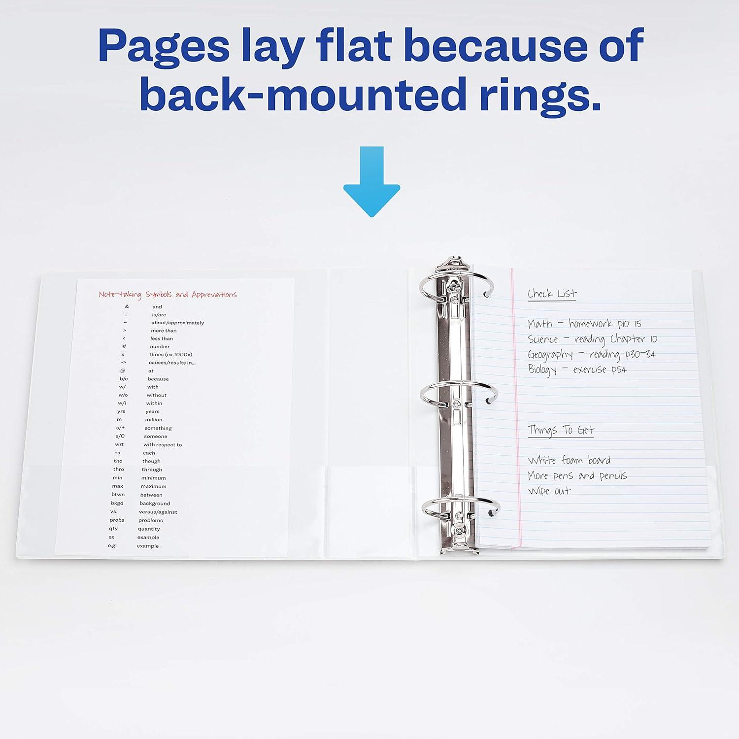 imageAvery Mini Economy View 3 Ring Binders 1quot Round Rings Holds 55quot x 85quot Paper White 4 Pack 177021 inch