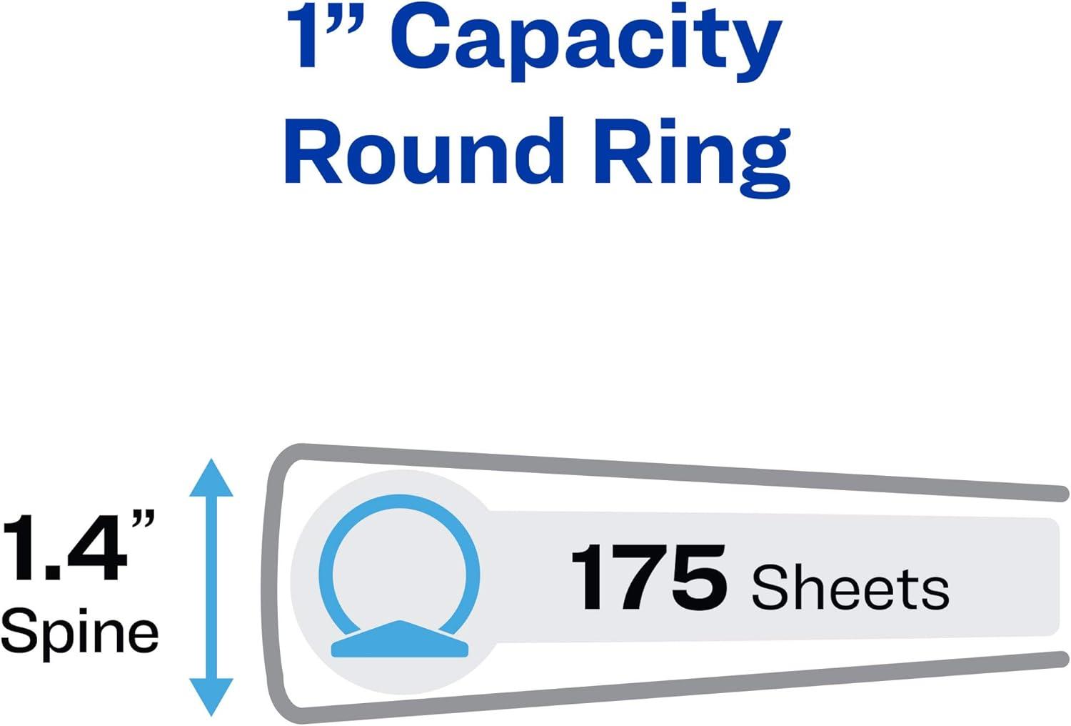 imageAvery Mini Economy View 3 Ring Binders 1quot Round Rings Holds 55quot x 85quot Paper White 4 Pack 177021 inch