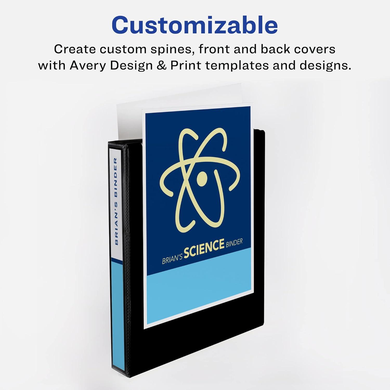 imageAvery Mini Economy View 3 Ring Binders 1quot Round Rings Holds 55quot x 85quot Paper White 4 Pack 177021 inch