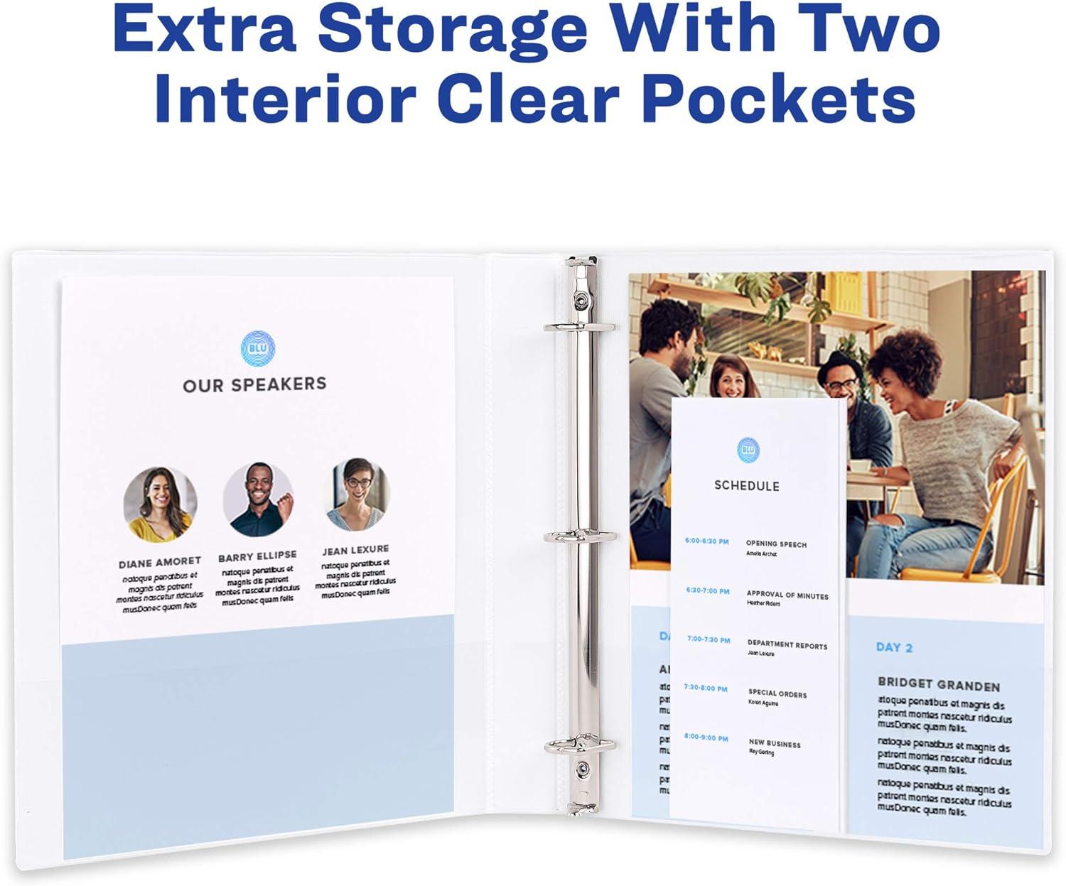 imageAvery Mini Economy View 3 Ring Binders 1quot Round Rings Holds 55quot x 85quot Paper White 4 Pack 177021 inch