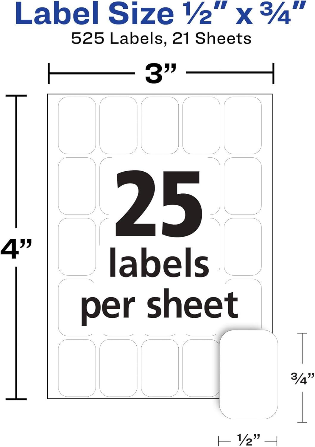 imageAvery MultiUse Removable Labels 12quot x 34quot White NonPrintable 525 Blank Labels Total 6737Labels