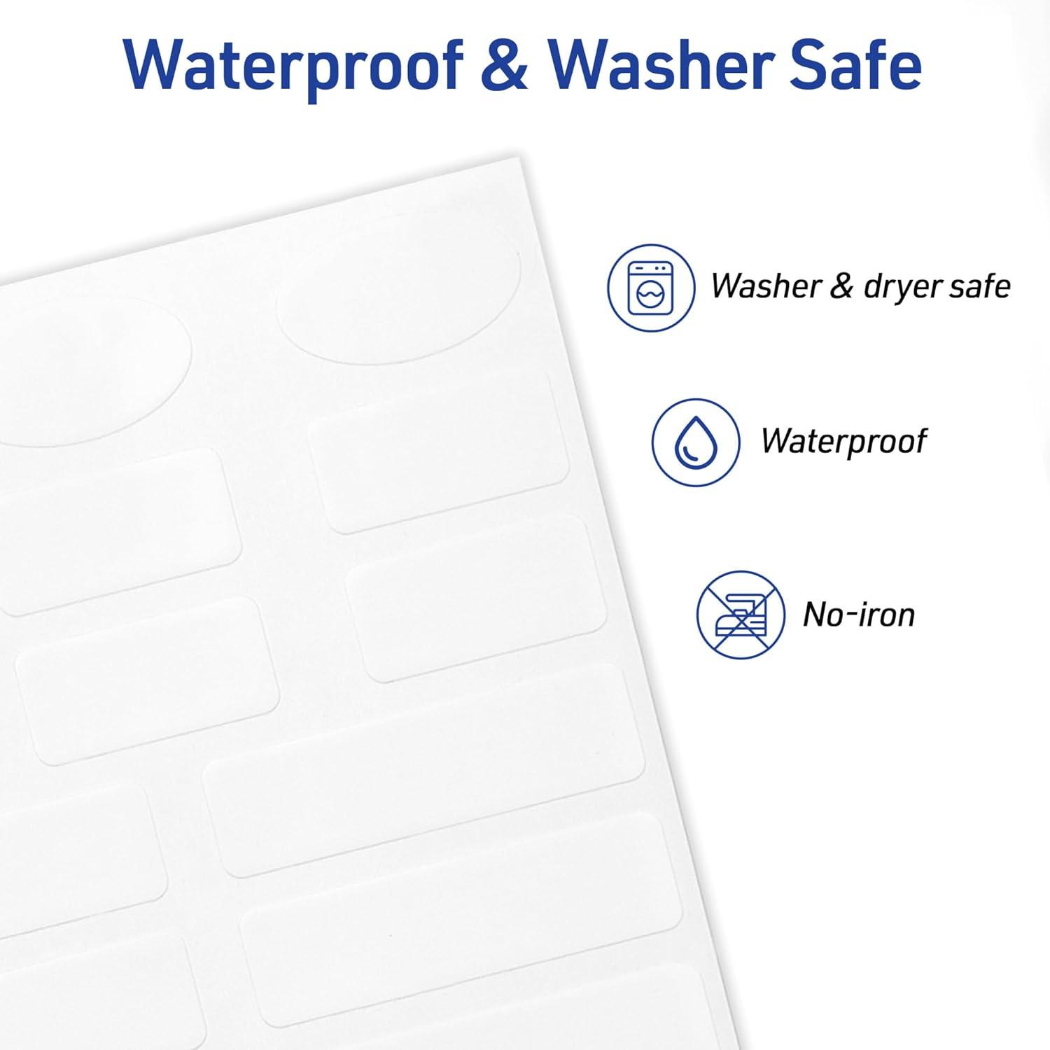 imageAvery NoIron Fabric Labels Assorted Shapes and Sizes Washer and DryerSafe Waterproof Labels NonPrintable 45 Total 407004 in X 6 in