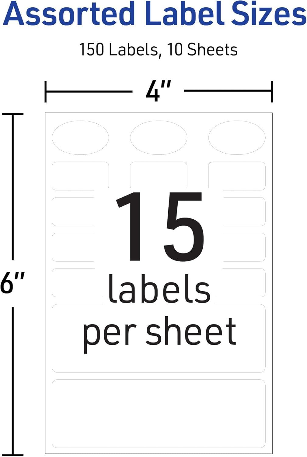imageAvery NoIron Fabric Labels Assorted Shapes and Sizes Washer and DryerSafe Waterproof Labels NonPrintable 45 Total 40700One Size