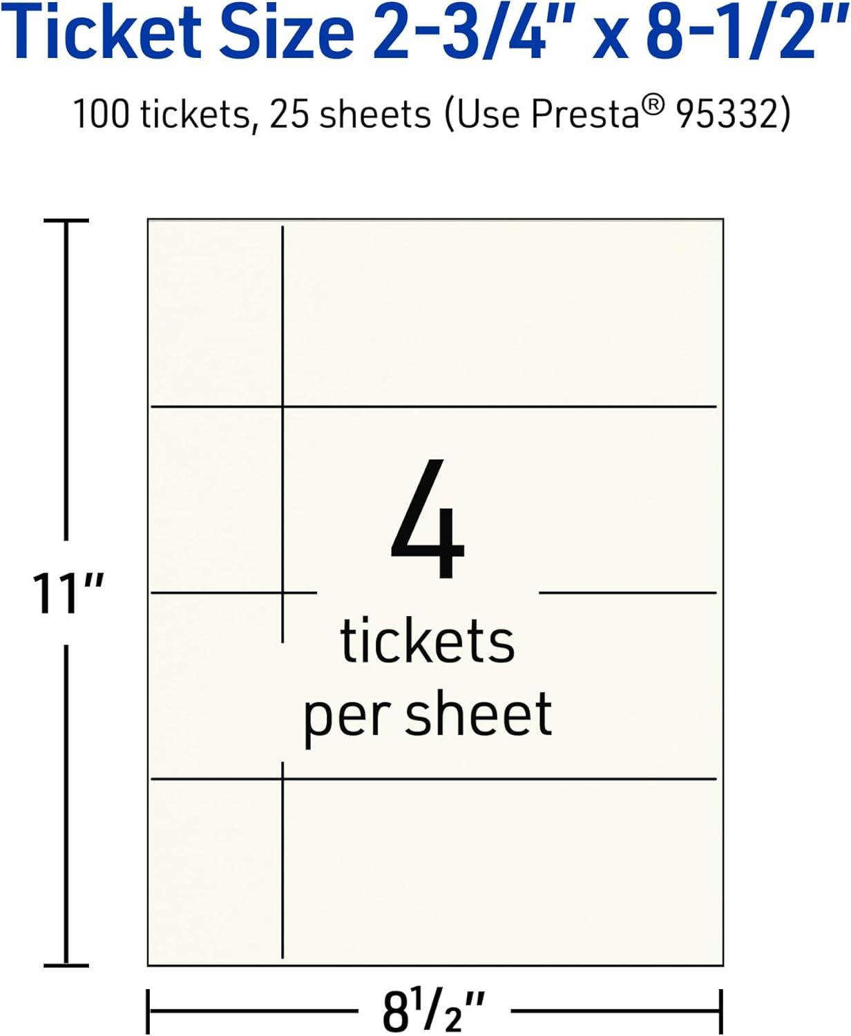 imageAvery Printable Rectangle Tickets 234quot x 812quot Matte Ivory Cardstock LaserInkjet Printable 200 Total100 cards