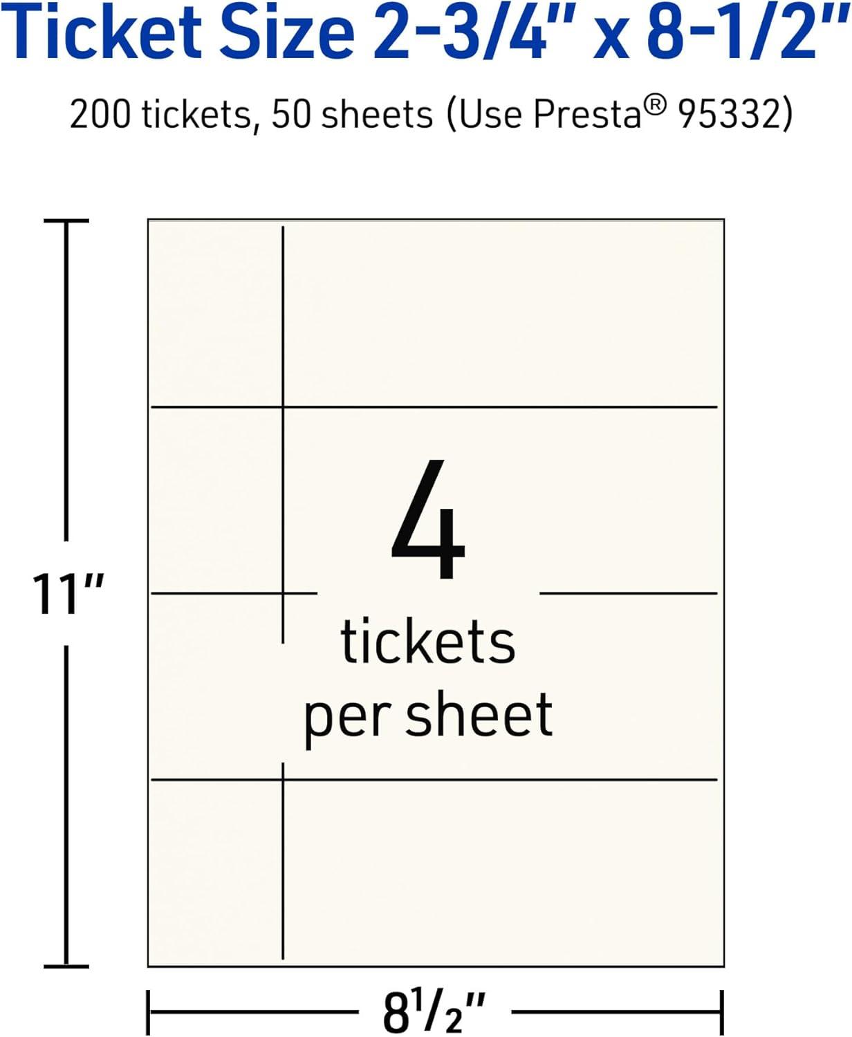 imageAvery Printable Rectangle Tickets 234quot x 812quot Matte Ivory Cardstock LaserInkjet Printable 200 Total200 cards