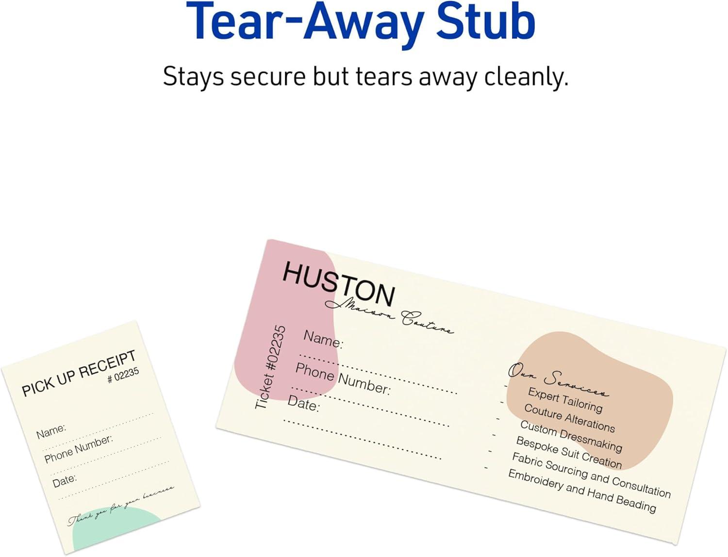 imageAvery Printable Rectangle Tickets 234quot x 812quot Matte Ivory Cardstock LaserInkjet Printable 200 Total40 cards