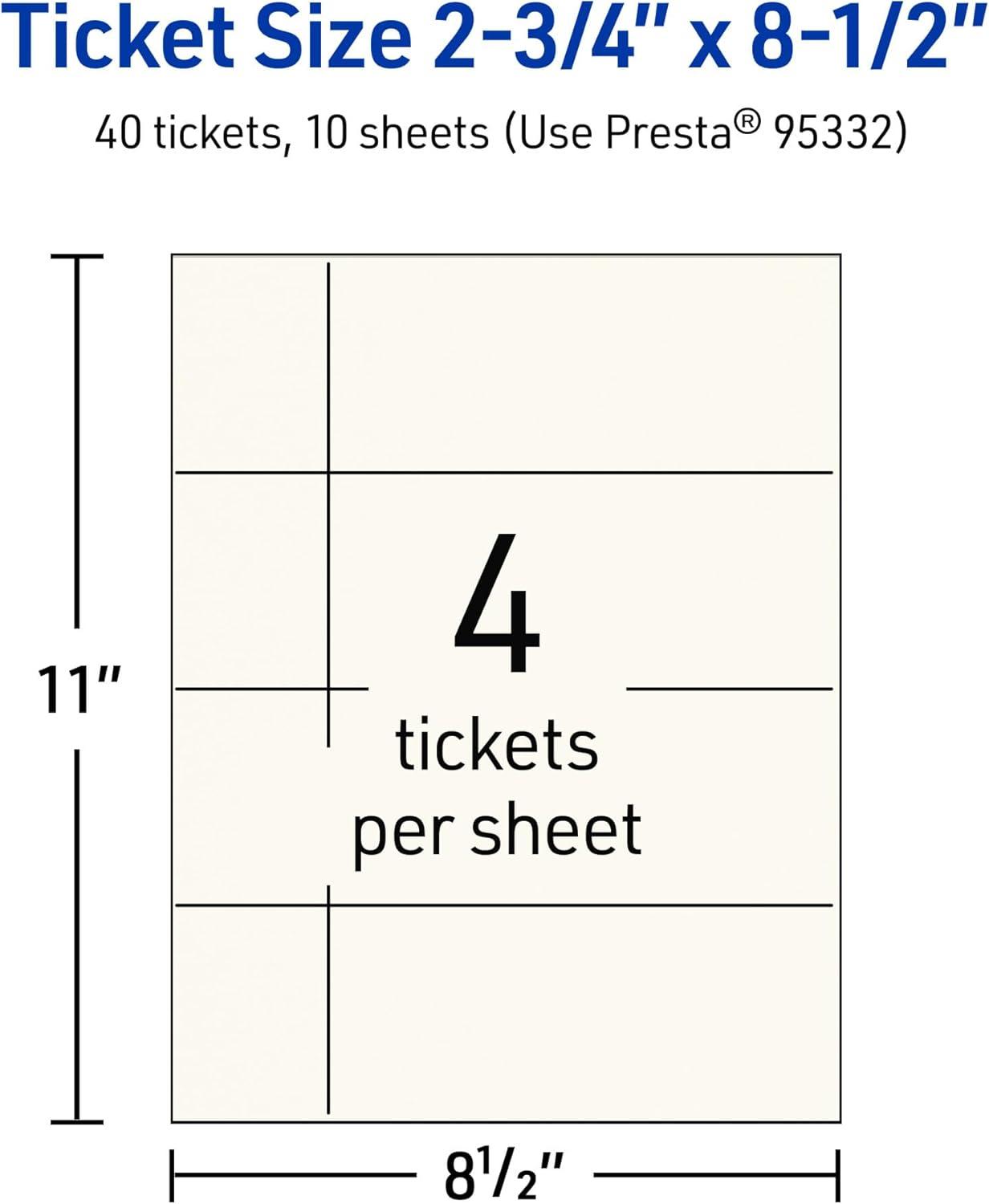 imageAvery Printable Rectangle Tickets 234quot x 812quot Matte Ivory Cardstock LaserInkjet Printable 200 Total40 cards
