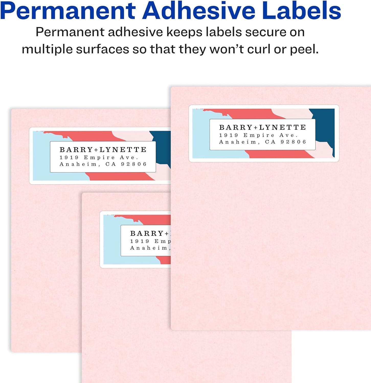 imageAvery Printable Return Address Labels with Sure Feed 05quot x 175quot White 800 Blank Mailing Labels 18167800 labels Pack of 5