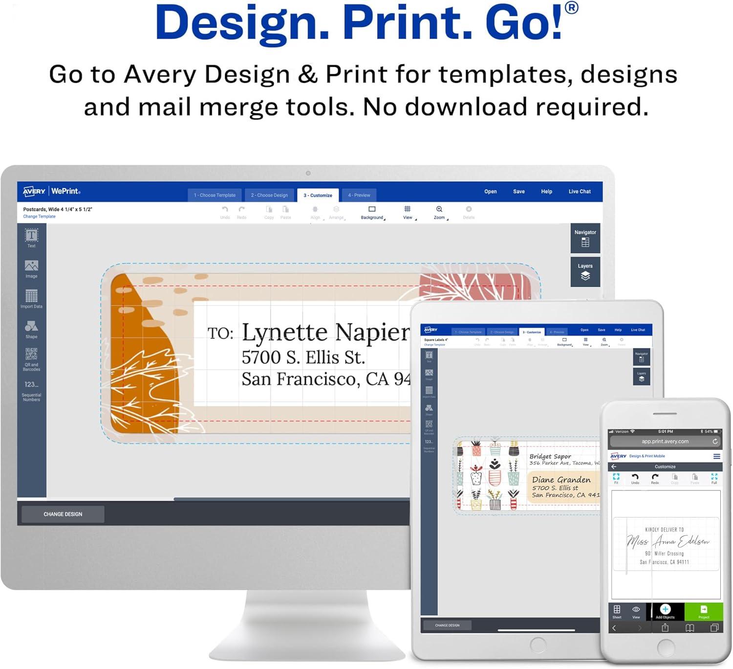 imageAvery Printable Shipping Labels with Sure Feed 2quot x 375quot White 200 Blank Mailing Labels 68732 x 375