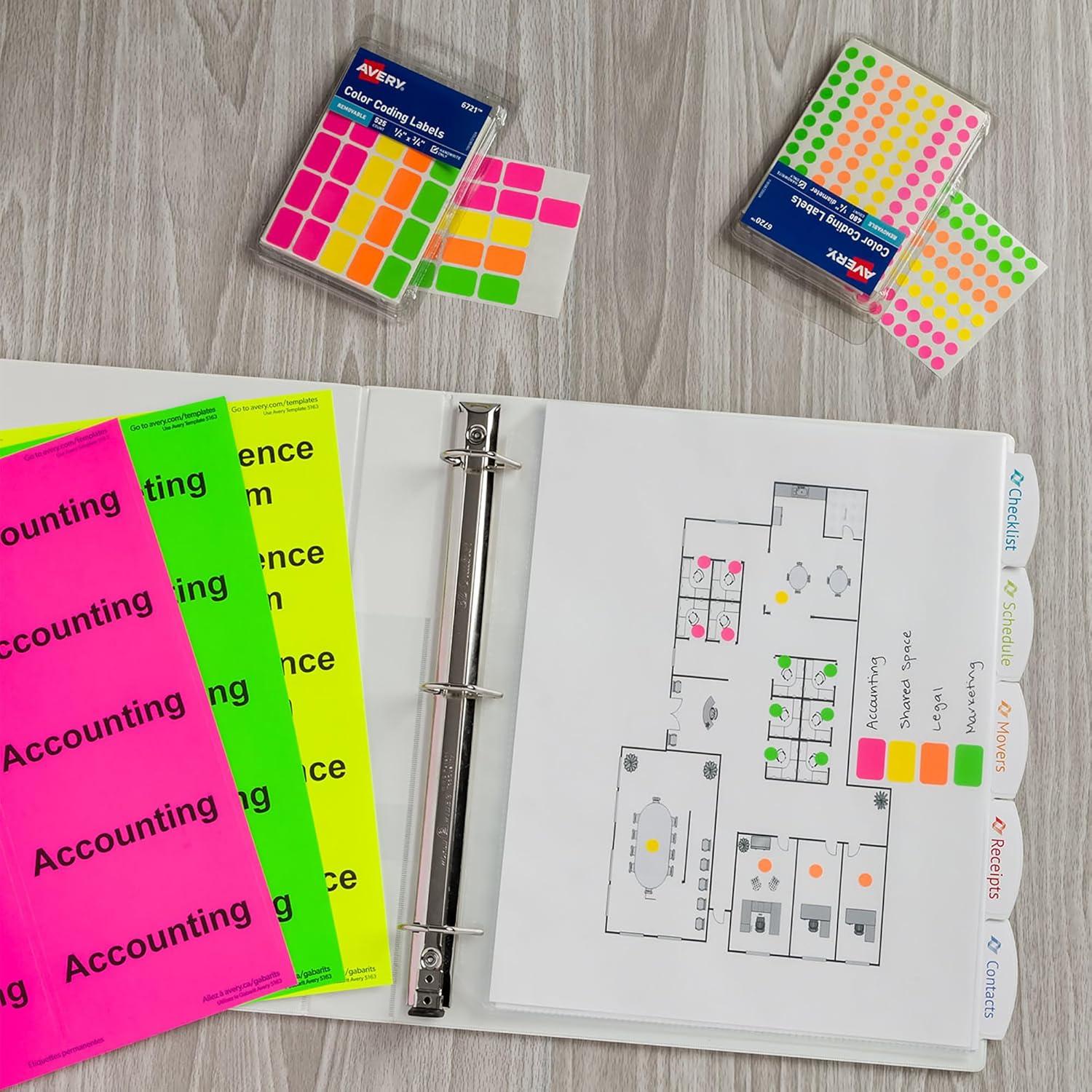 imageAvery Rectangular Color Coding Labels Assorted Removable Pack of 525 067211Pack