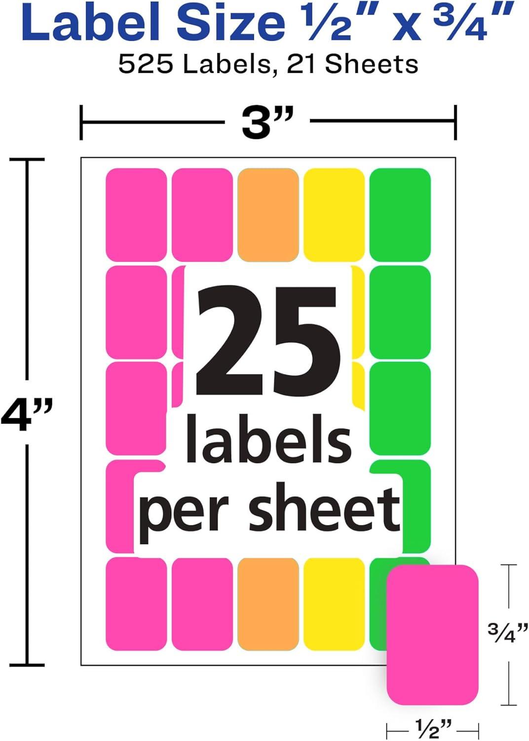imageAvery Rectangular Color Coding Labels Assorted Removable Pack of 525 067211Pack