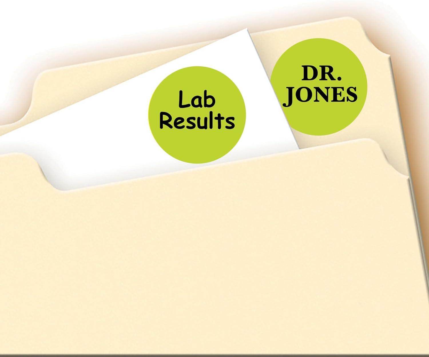 imageAvery Removable ColorCoding Labels 34quot Diameter Neon Yellow Laser 1008 Total 5470