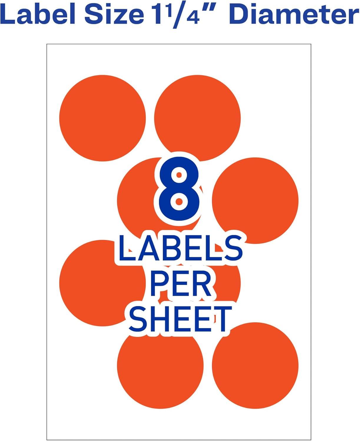 imageAvery Removable Print or Write Color Coding Labels for Laser Printers 125 Inches Round Pack of 400 5497