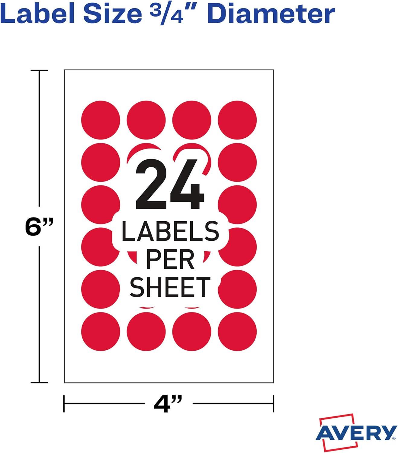 imageAvery Round Color Coding Labels Removable Adhesive Red 075quot 3 Pack 3024 Labels Total 321363 pack