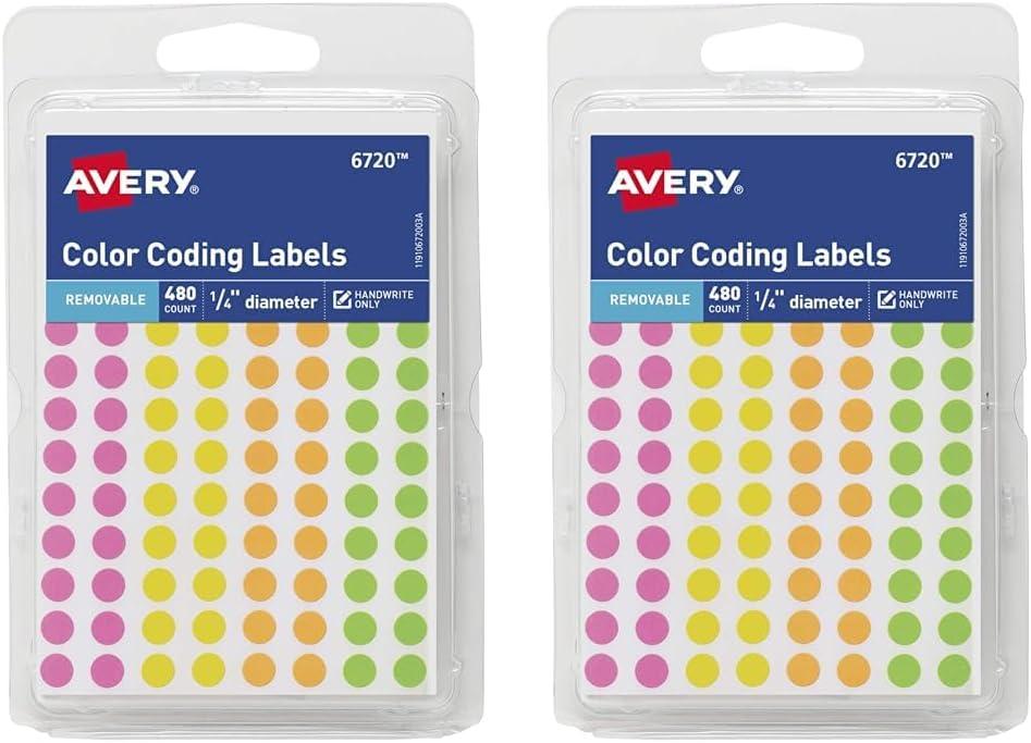 imageAvery SeeThrough ColorCoding Removable Labels 14 Inch Round Labels Assorted Translucent Colors NonPrintable 864 Dot Stickers Total 5796Assorted