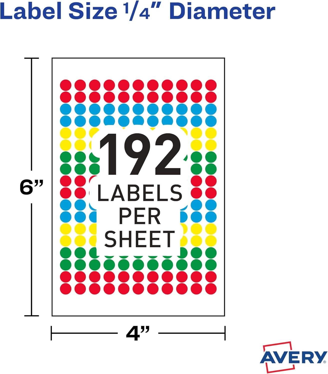 imageAvery SeeThrough ColorCoding Removable Labels 14 Inch Round Labels Assorted Translucent Colors NonPrintable 864 Dot Stickers Total 5796Assorted