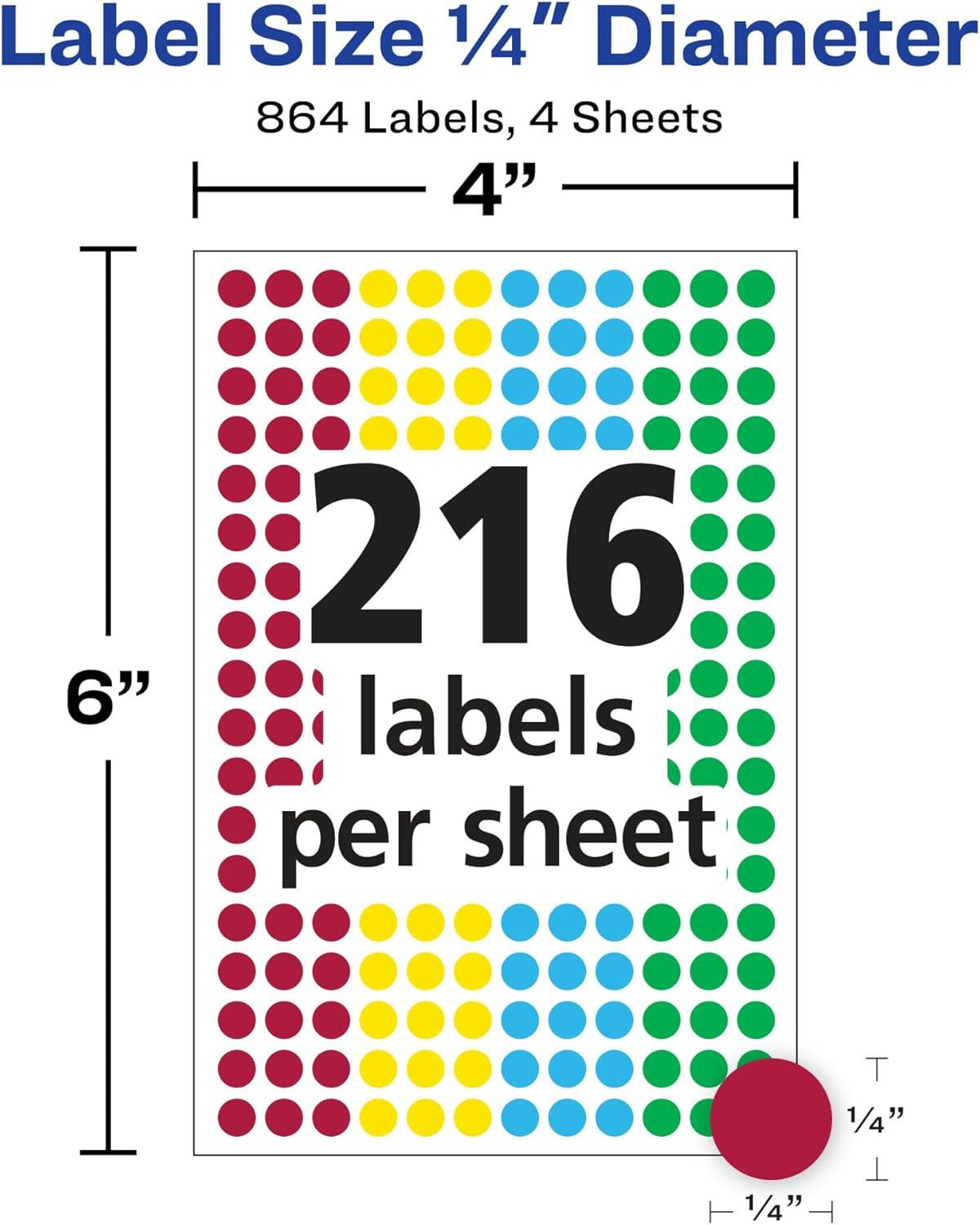 imageAvery SeeThrough ColorCoding Removable Labels 14 Inch Round Labels Assorted Translucent Colors NonPrintable 864 Dot Stickers Total 5796Assorted