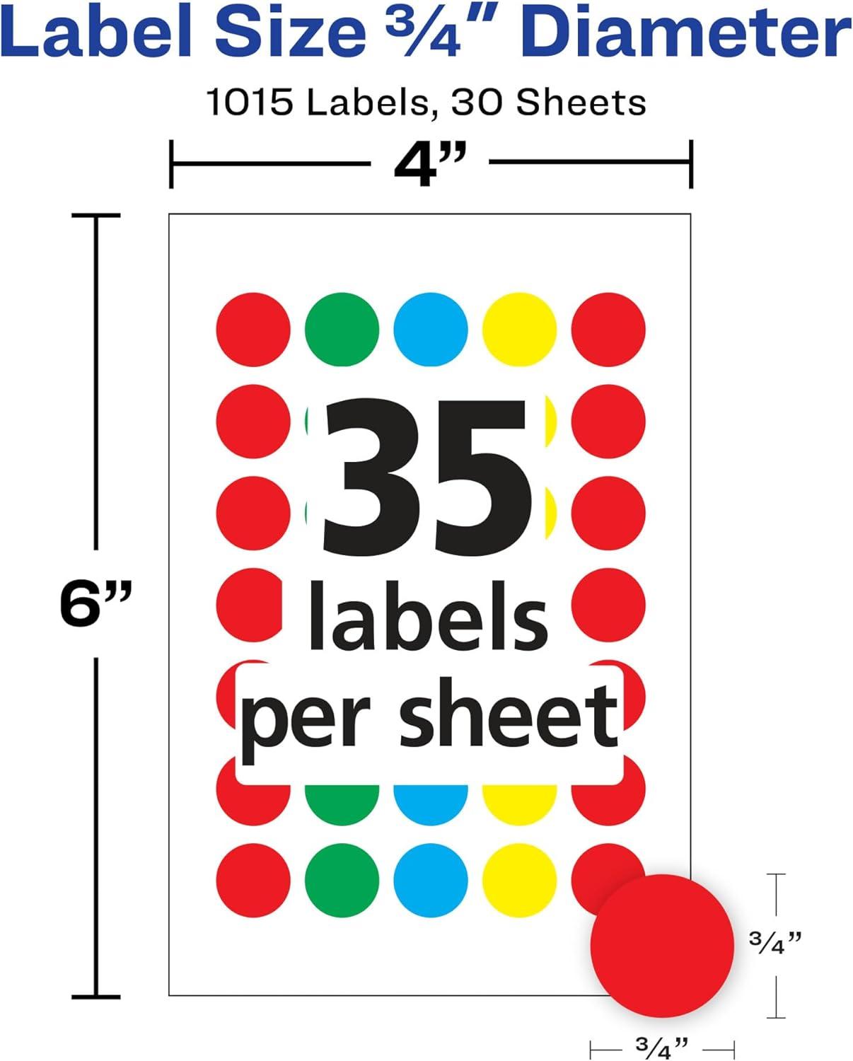 imageAvery SeeThrough ColorCoding Removable Labels 34 Inch Round Labels Assorted Translucent Colors NonPrintable 1015 Dot Stickers Total 5473
