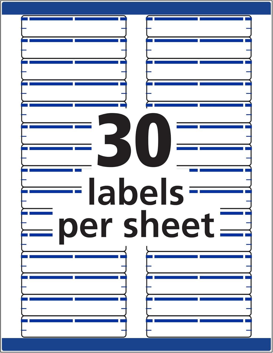 imageAvery TrueBlock File Folder Labels 23quot x 3716quot 1500 Printable Labels WhiteBlue Permanent 576623 inches x 3716 inches