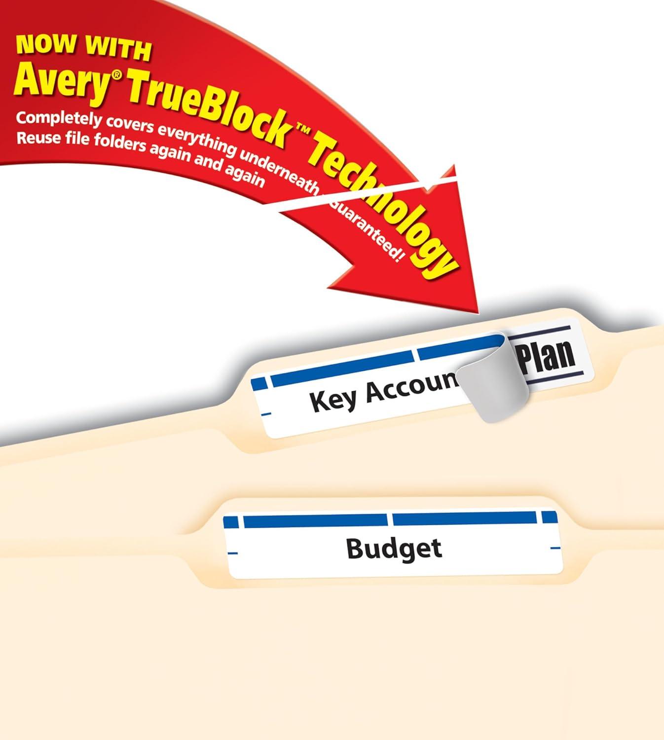 imageAvery TrueBlock File Folder Labels 23quot x 3716quot 1500 Printable Labels WhiteBlue Permanent 576623 inches x 3716 inches
