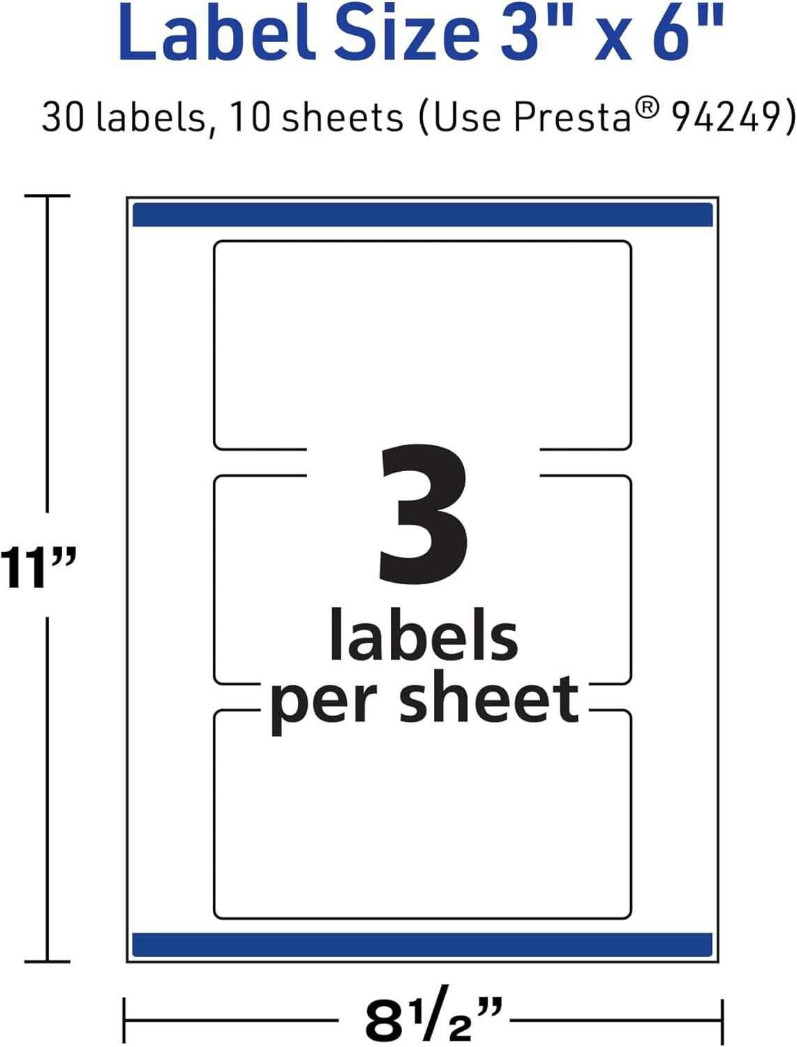 imageAvery TrueBlock Matte White Rectangle Labels Sure Feed Technology 3quot x 6quot 30 Matte White Labels PrinttoTheEdge LaserInkjet Printable Great for Packaging and Product Merchandising30 labels
