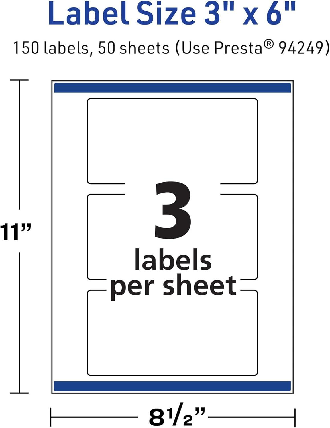 imageAvery TrueBlock Matte White Rectangle Labels Sure Feed Technology 3quot x 6quot 30 Matte White Labels PrinttoTheEdge LaserInkjet Printable Great for Packaging and Product Merchandising150 labels
