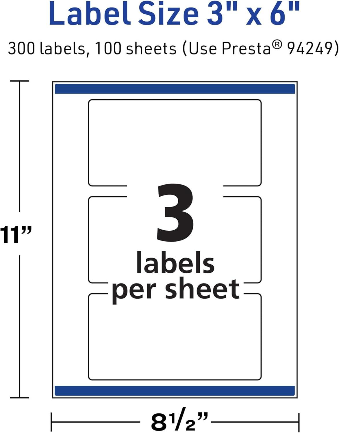 imageAvery TrueBlock Matte White Rectangle Labels Sure Feed Technology 3quot x 6quot 30 Matte White Labels PrinttoTheEdge LaserInkjet Printable Great for Packaging and Product Merchandising300 labels