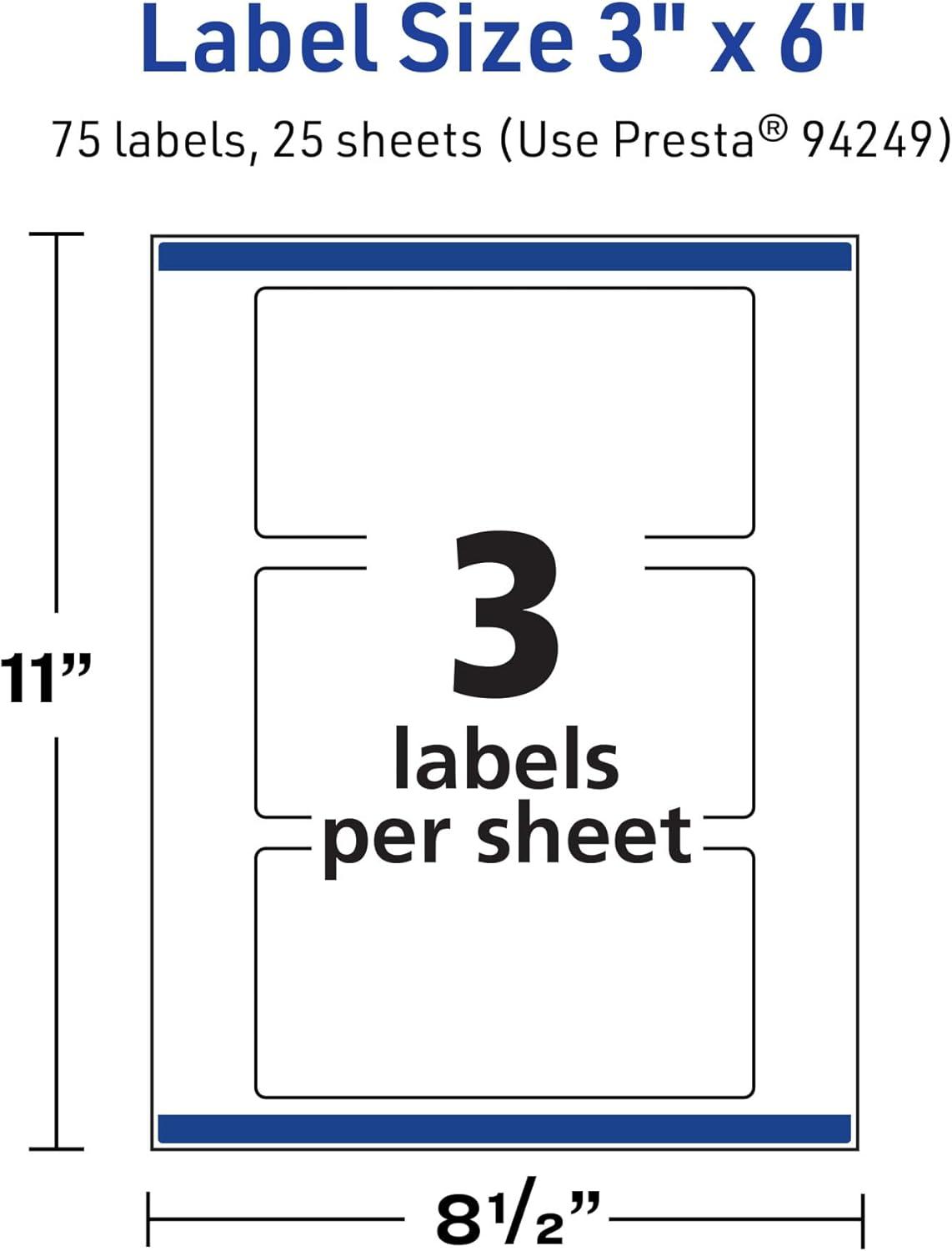 imageAvery TrueBlock Matte White Rectangle Labels Sure Feed Technology 3quot x 6quot 30 Matte White Labels PrinttoTheEdge LaserInkjet Printable Great for Packaging and Product Merchandising75 labels