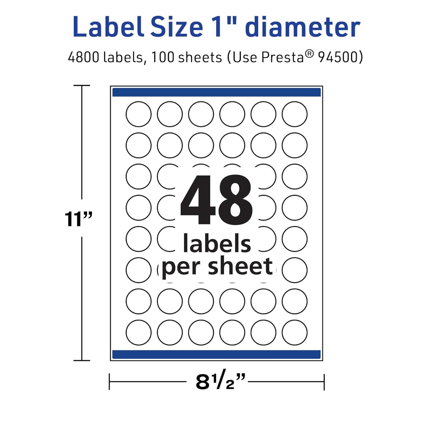 imageAvery TrueBlock Matte White Round Labels Sure Feed Technology 1quot Diameter 480 Matte White Labels PrinttoTheEdge LaserInkjet Printable Great for Product Merchandising Stickers4 800 labels
