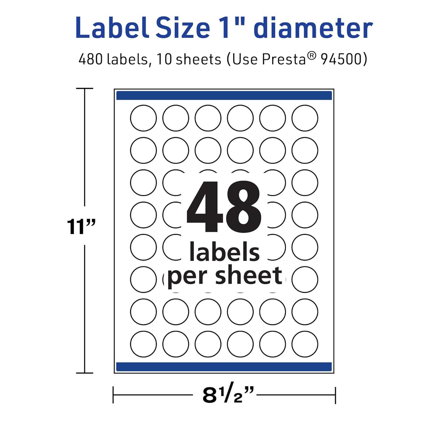 imageAvery TrueBlock Matte White Round Labels Sure Feed Technology 1quot Diameter 480 Matte White Labels PrinttoTheEdge LaserInkjet Printable Great for Product Merchandising Stickers480 labels